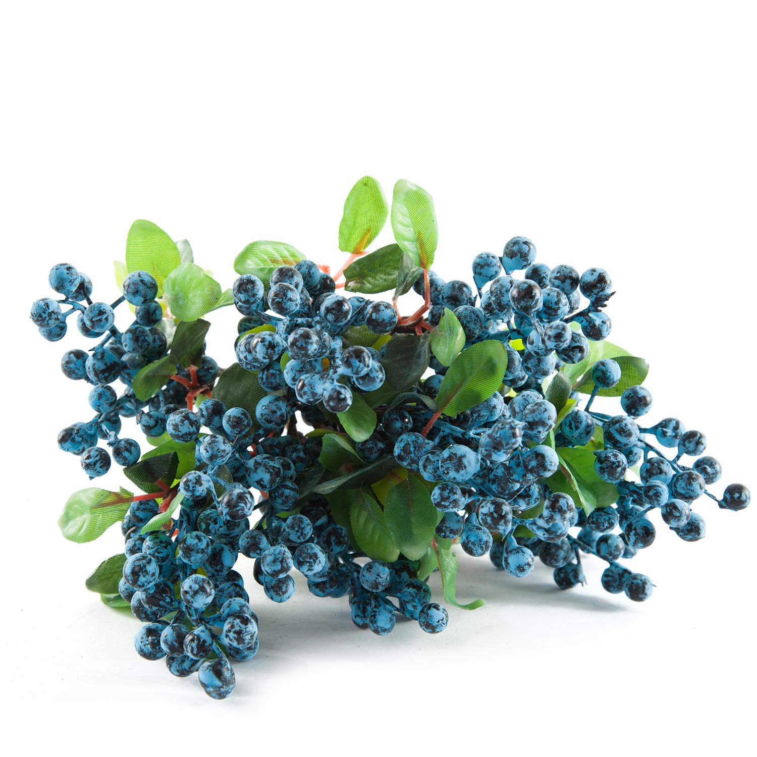 20 Pack SHACOS Artificial Blueberry Stems - 9.8 Inch Fake Blue Berries with Green Leaves for Christmas Decor, Holiday Crafts, DIY Home Decor, Floral Arrangements & Wedding Centerpieces (Berry Blue)