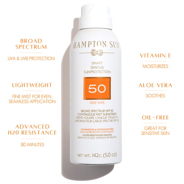 SPF 50 Continuous Mist Sunscreen Spray - 5.03 oz (148ml) | Broad Spectrum UVA/UVB Protection | Water Resistant & Lightweight for Outdoor Activities, Beach, Swimming & Sports