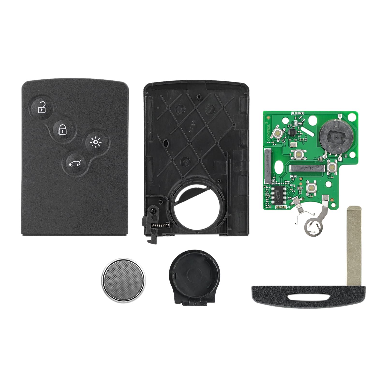 Renault Clio IV & Captur Replacement Remote Key Fob (4 Buttons) with PCF745M (4A) Chip & VA2 Blade - Includes Screwdriver & Key Ring - Perfect for Key Replacement, Car Accessories, and Vehicle Security Upgrades
