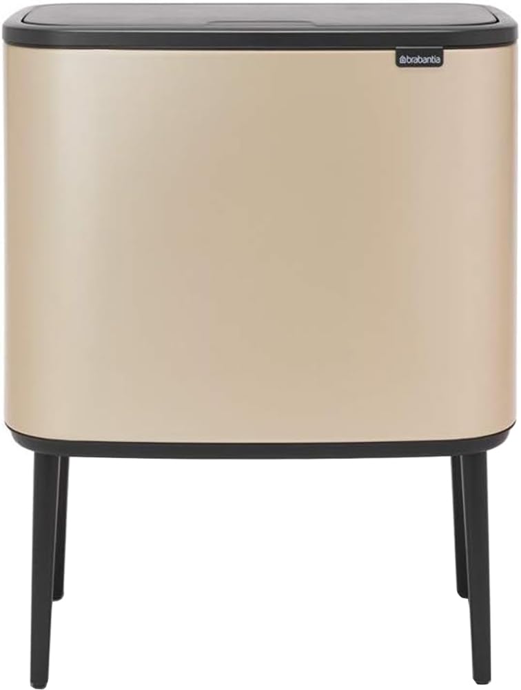 Brabantia 36L Kitchen Trash Can with Inner Bucket in Champagne - Perfect for Modern Kitchens, Pantries & Eco-Friendly Waste Management