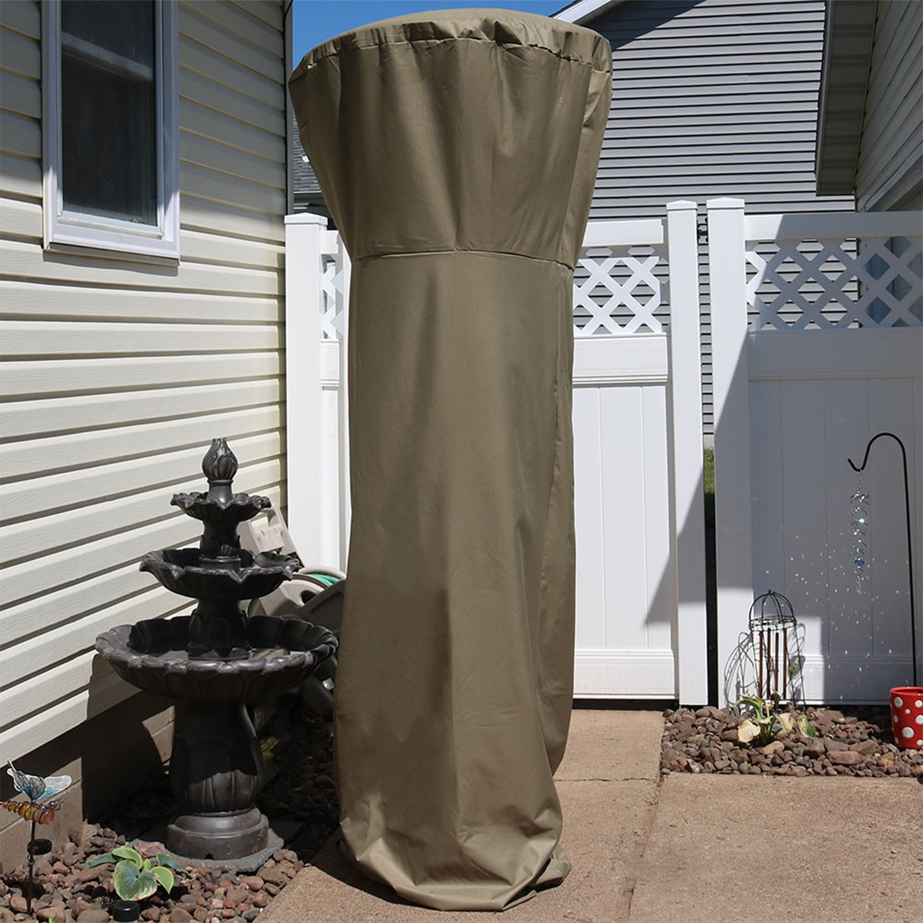 Sunnydaze Patio Heater Cover 94 - Khaki Waterproof Outdoor Heater Protector for Winter & All-Weather Use
