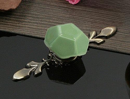 Vintage Ceramic Cabinet Knobs Set of 6 - Diamond Shape Drawer Pulls with Antique Brass Base for Kitchen, Bathroom & Furniture (Ideal for Cabinets, Dressers, Cupboards & Home Decor)