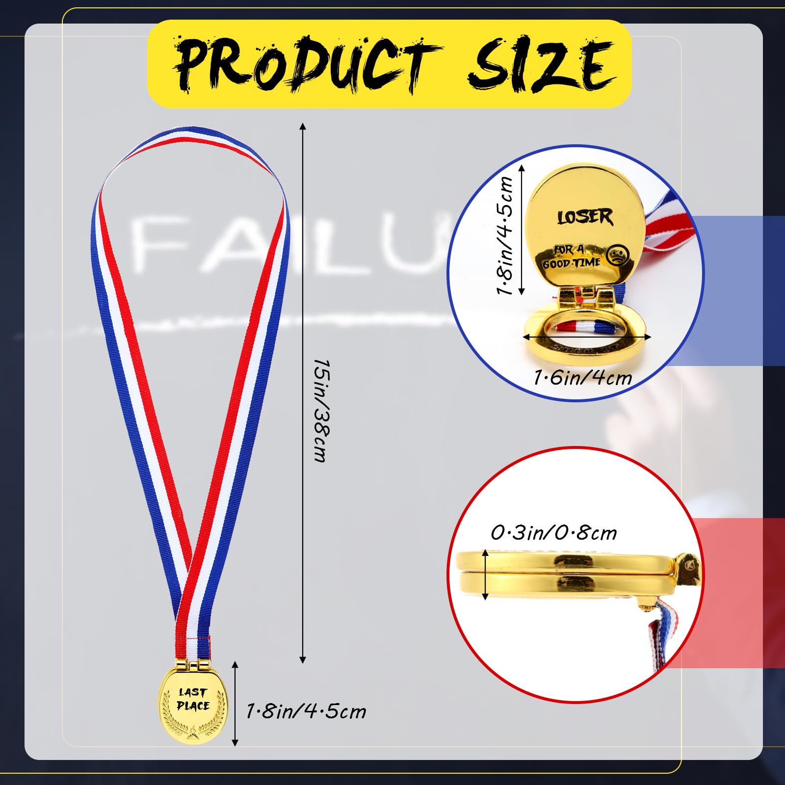 Funny Last Place Toilet Medal - 1.6 Inch Wide Loser Award Toilet Seat Flip Cover Design with Webbing - Great for Competitions, Gag Gifts & Prank Supplies - Perfect for Office Pranks, Sports Loser Trophies & Bathroom Humor