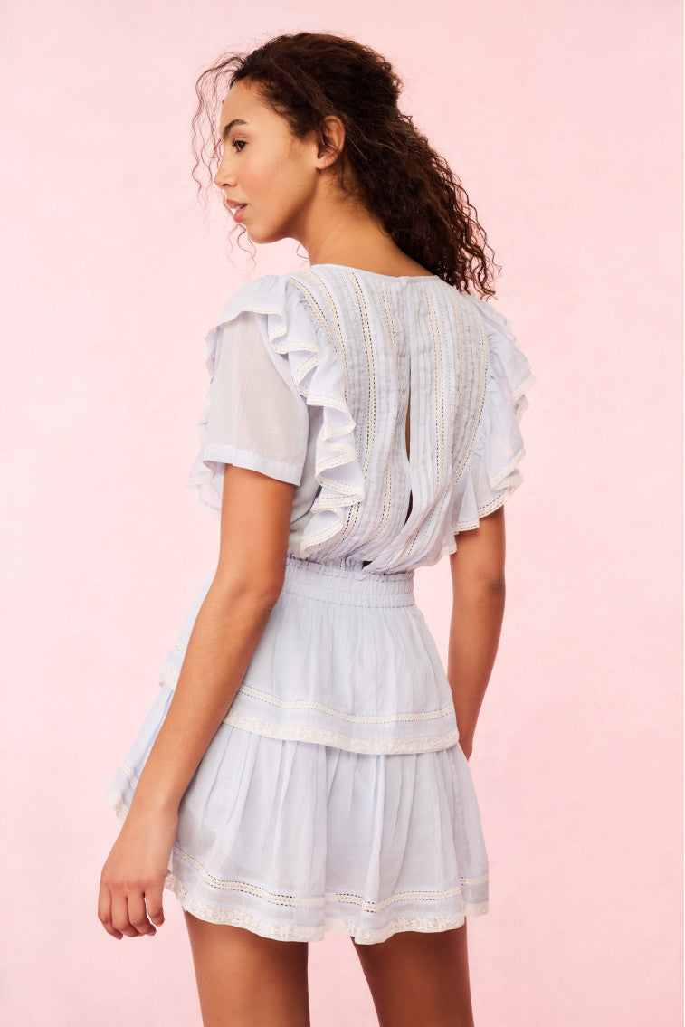 Natasha Blue Cotton Mini Dress - Women's Summer Casual Short Sleeve A-Line Dress for Beach, Party & Vacation | Lightweight & Comfortable