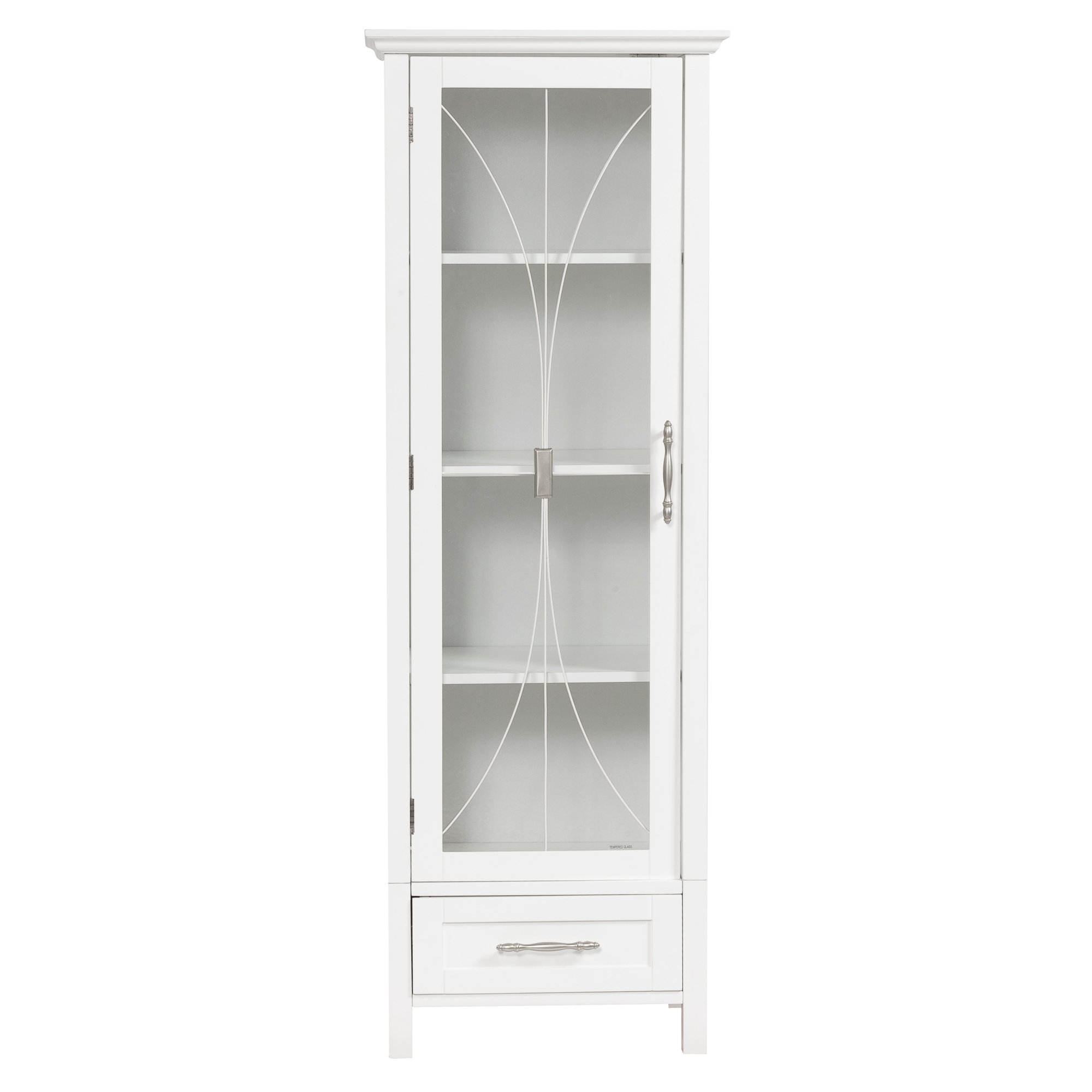 White Delaney Linen Cabinet - Storage Organizer for Bedroom & Bathroom