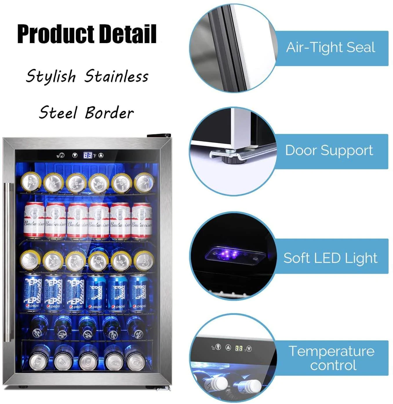 Antarctic Star 4.5 Cu Ft Mini Fridge - 120 Can Capacity Beverage Cooler with Digital Temperature Control - Perfect for Home, Office, Dorm & Party Use
