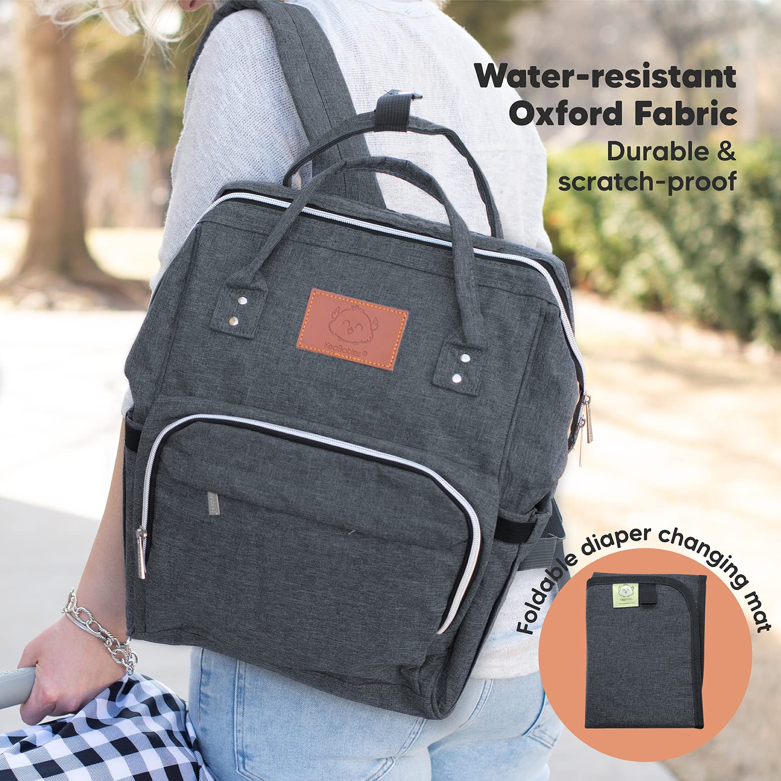 KeaBabies Waterproof Portable Diaper Changing Pad & Backpack - Foldable Baby Changing Mat for Travel, Multi-Function Diaper Bag with Storage Pockets - Perfect for On-the-Go Parents, Airplane Trips & Outdoor Adventures
