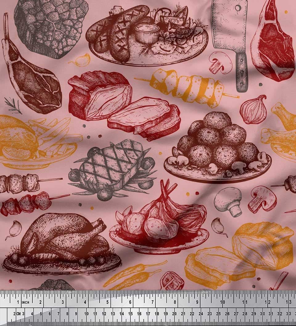 Soimoi Pink Cotton Voile Fabric - 56