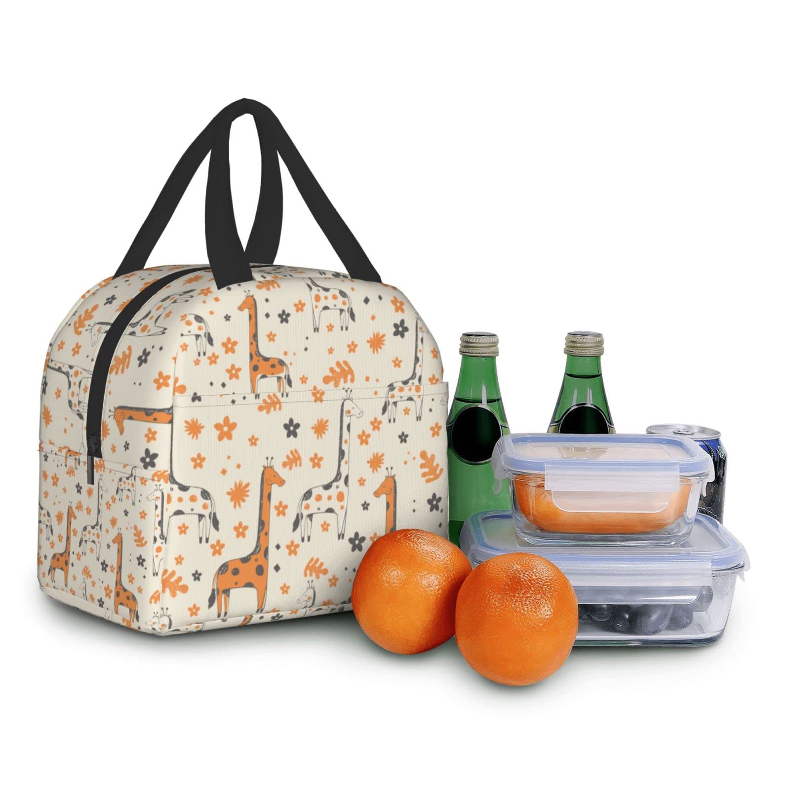 Cute Giraffe Insulated Lunch Box for Adults - Reusable Thermal Lunch Bag for Work, School, Camping, Hiking & Picnics - Perfect Office Lunch Tote & Beach Travel Cooler Bag
