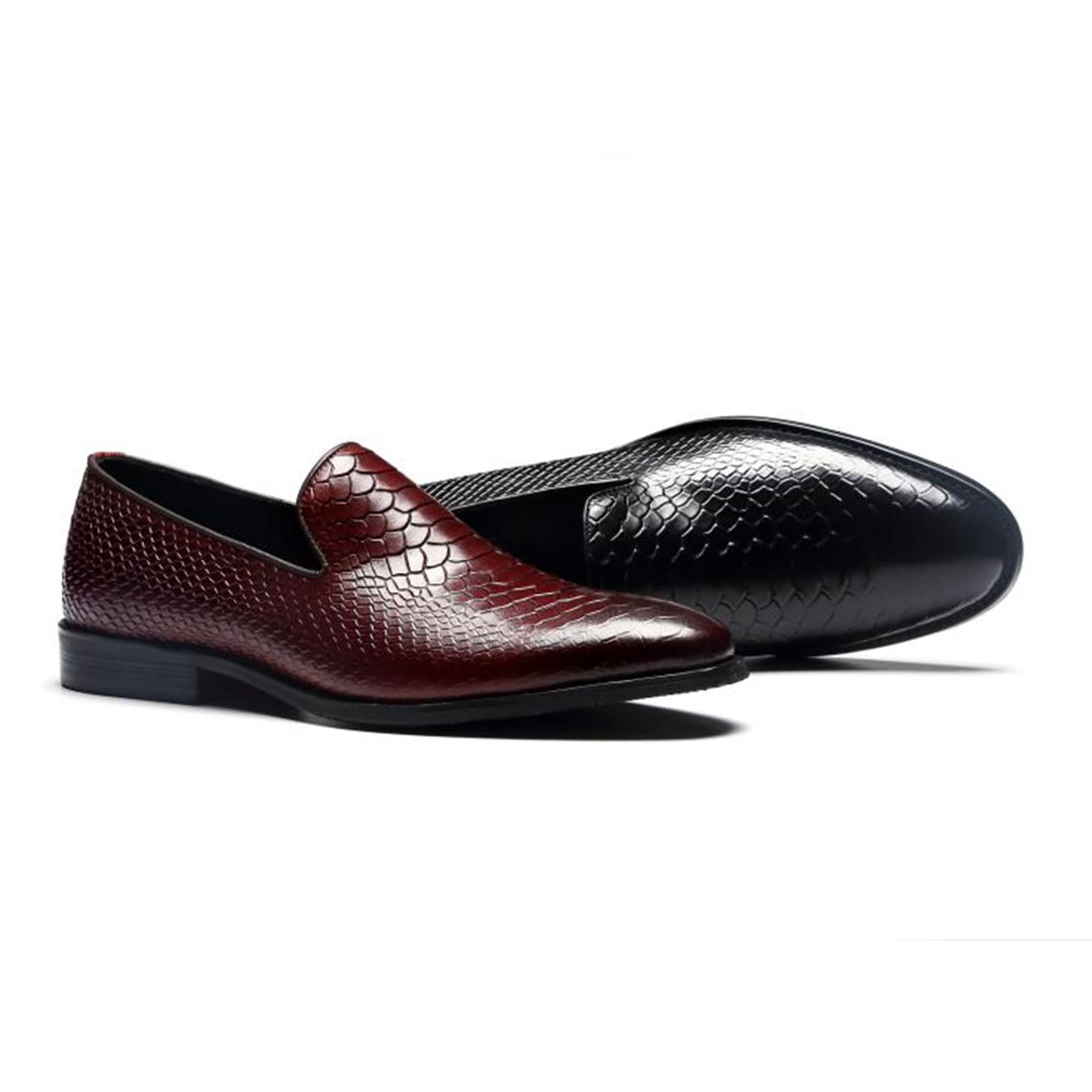 New Men's Uniform Dress Shoes - Comfortable Breathable Business Casual Shoes with Python Pattern & Non-Slip Sole | Perfect for Weddings, Office & Formal Events (Size 7, Brown)