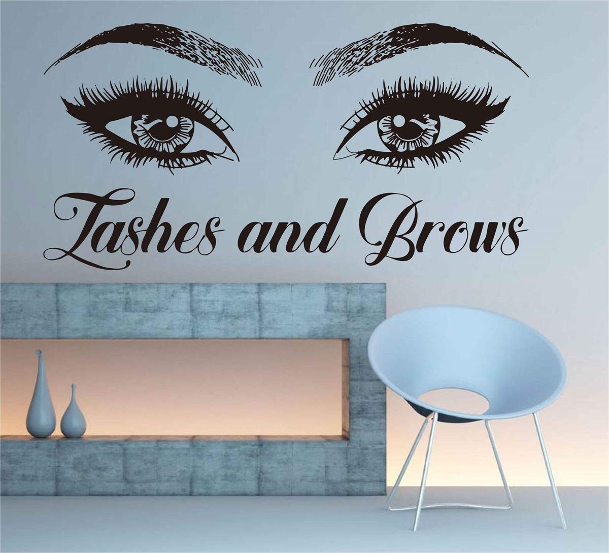 Eyelash & Eyebrow Quote Wall Decal Stickers - Vinyl Beauty Salon Decor for Home & Business - Motivational Mural Art (Black) | Perfect for Salon Walls, Bedroom Decor & Spa Interior Design