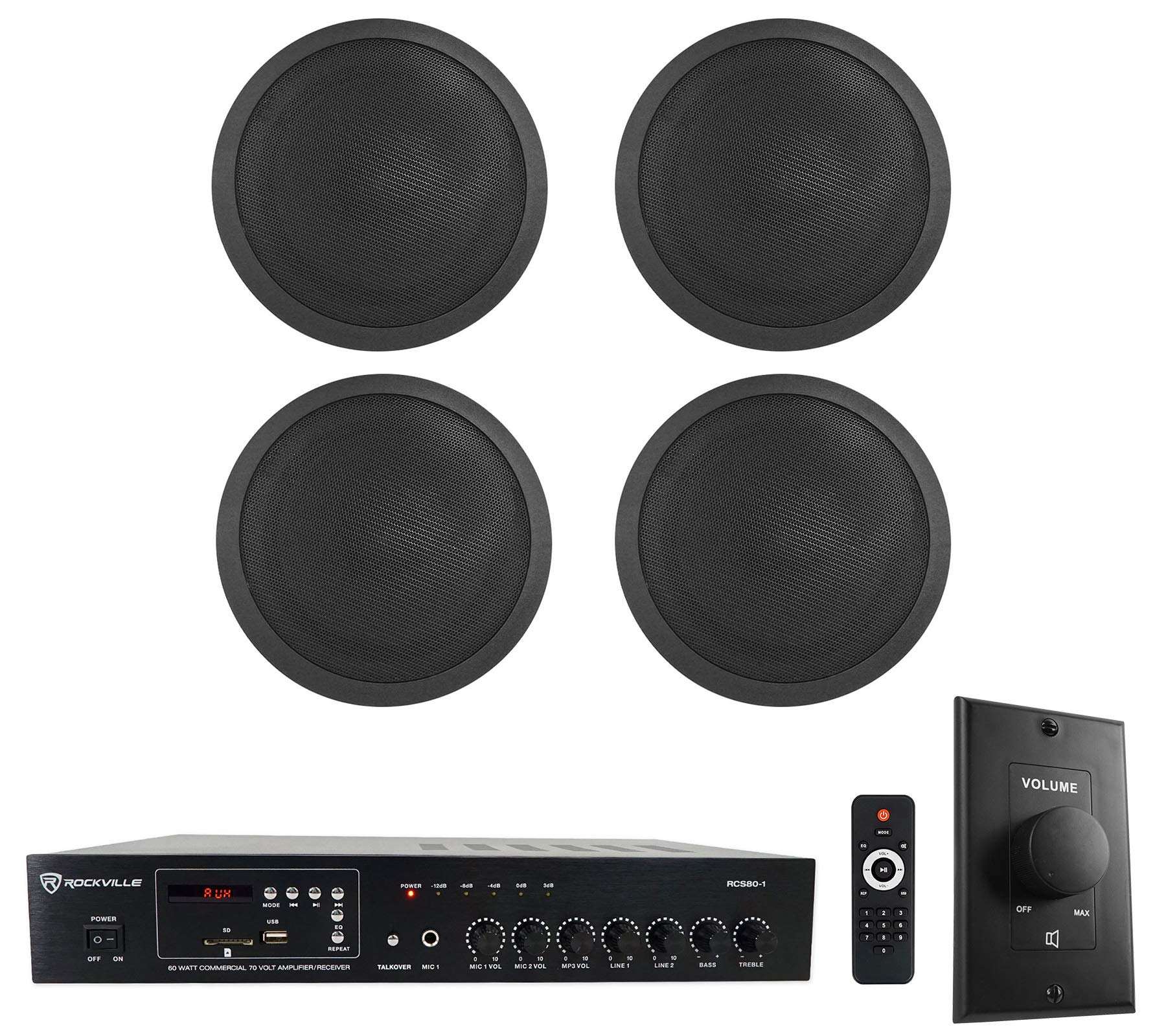Rockville Commercial Restaurant Amplifier with (4) 6