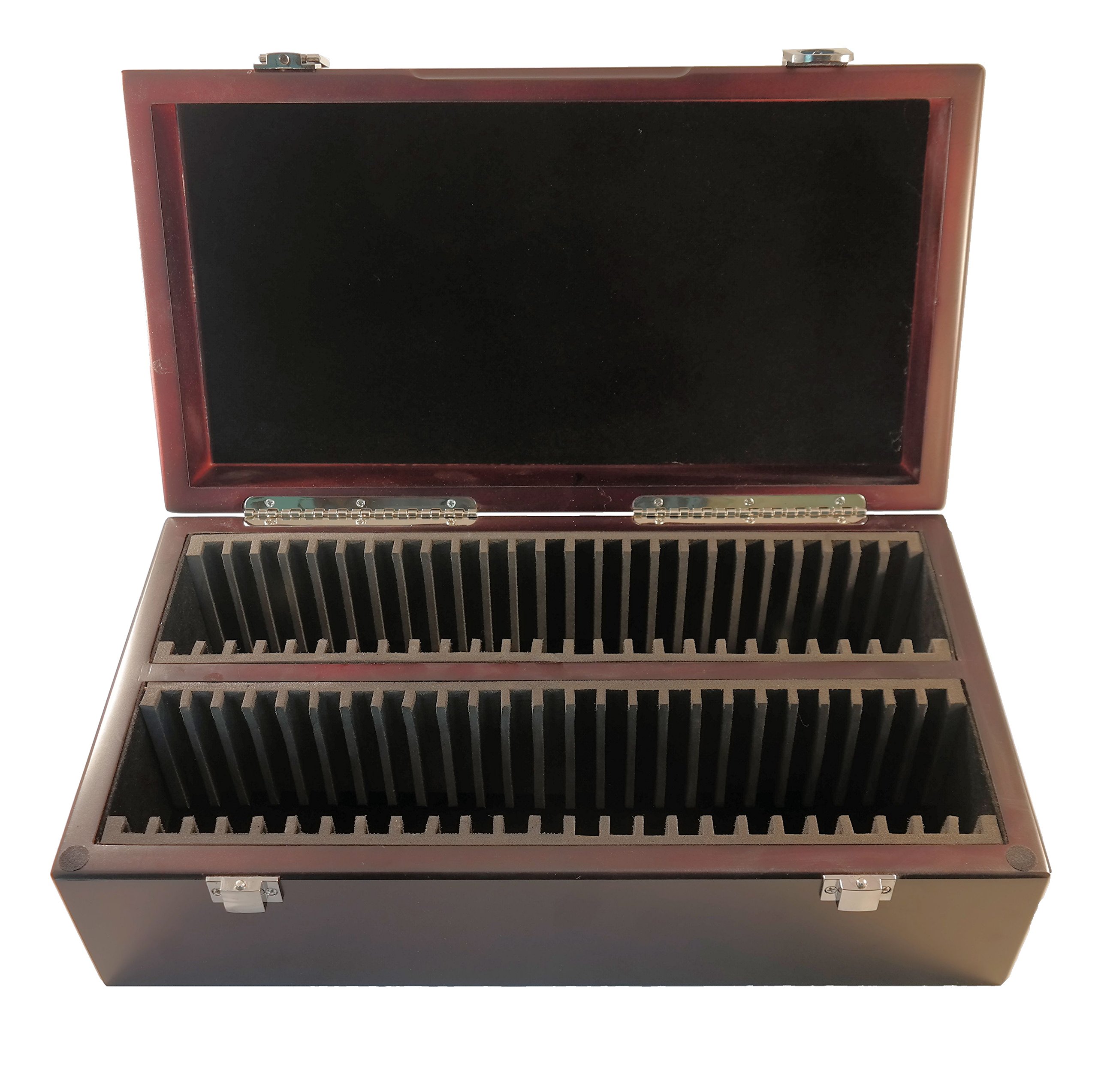 Certified Coin Storage & Display Box - Dark Mahogany Finish Wooden Case for 50 PCGS/NGC/Premier/Ursae Minoris Coin Holders - Perfect for Collectors & Home Office Decor