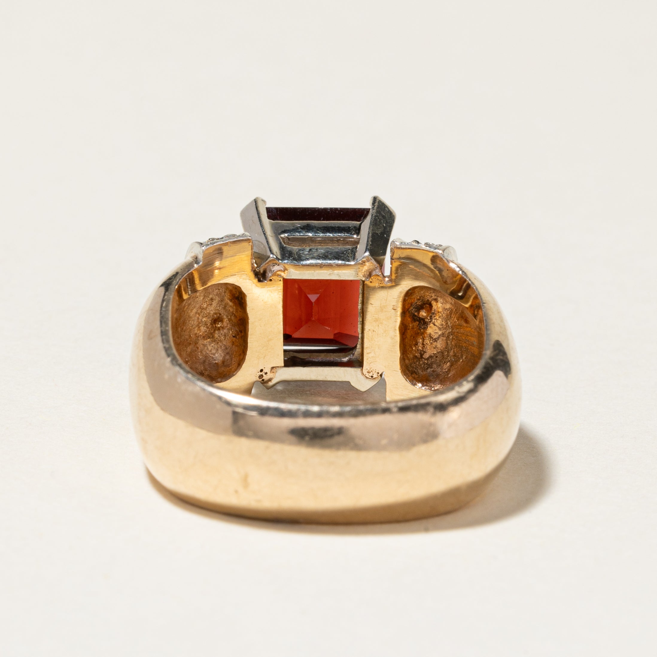 14K Yellow Gold Garnet & Diamond Cocktail Ring - 4.47ct Garnet & 0.31ctw Diamonds - Size 7.75 - Elegant Statement Jewelry for Parties, Weddings & Special Occasions