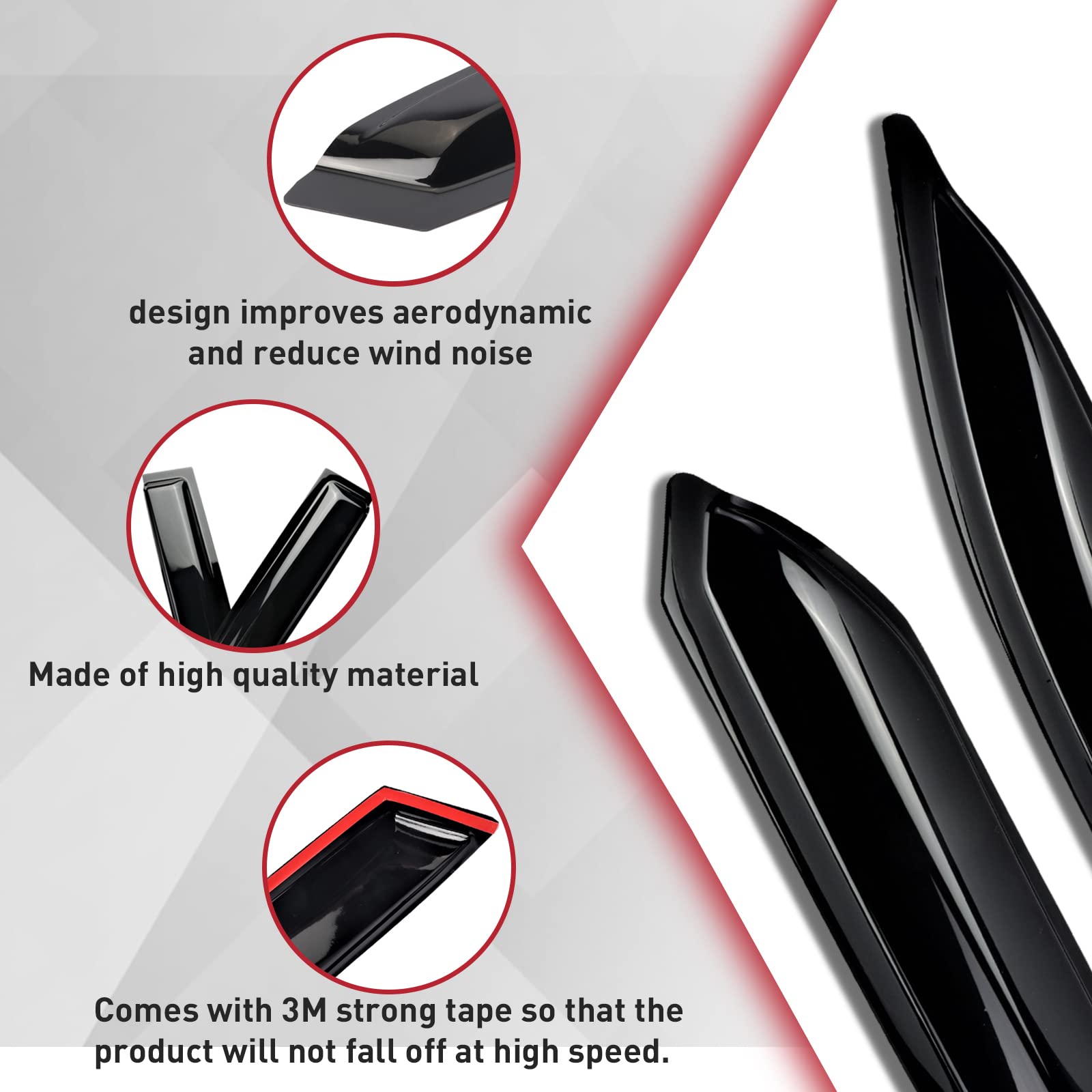 1998-2002 Honda Accord 4D Sedan Sun Rain Snow Wind Deflector Window Visors (4pcs) - Weather Protection & Style Upgrade for Driving in All Conditions