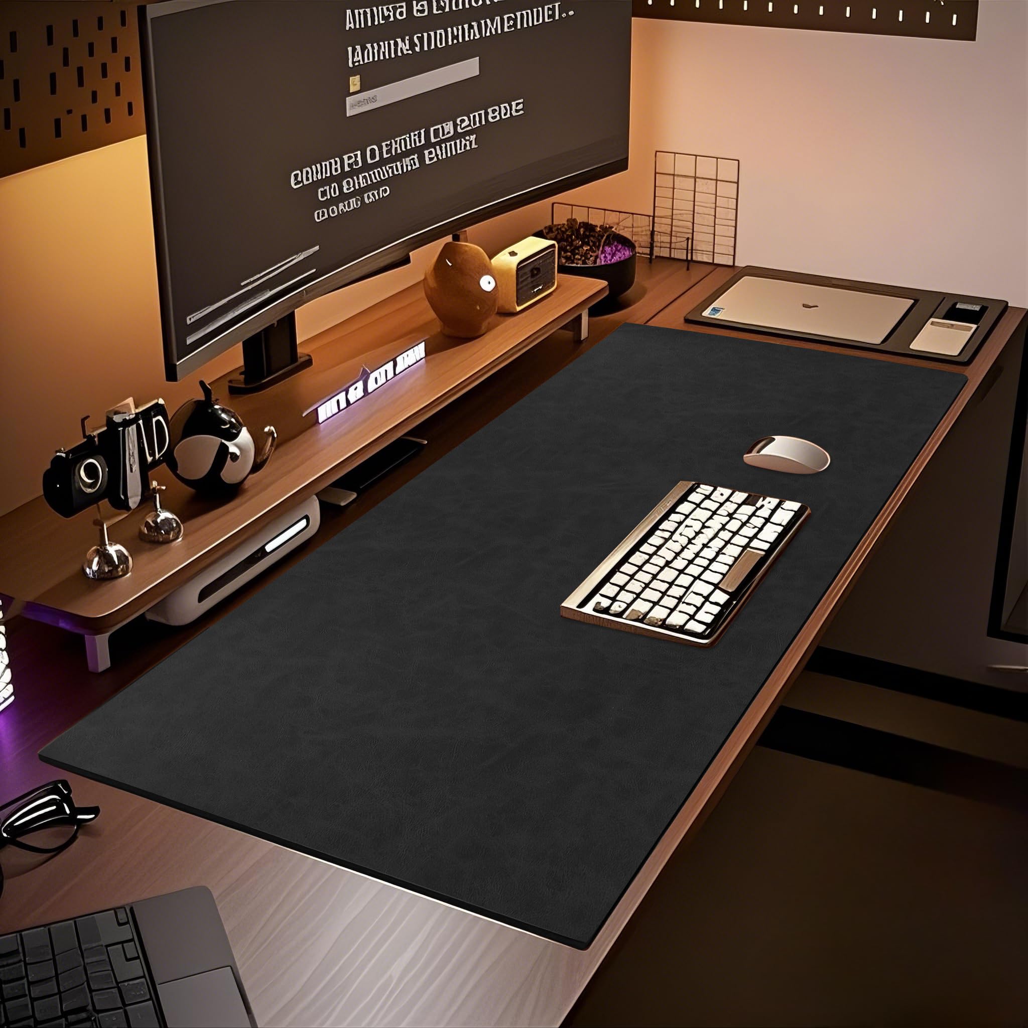 Premium Leather Office Desk Pad - Non-Slip Crazy Horse Grain Mouse Pad & Desk Protector for Writing, Typing & Computing - Scratch & Spill Resistant (31.5