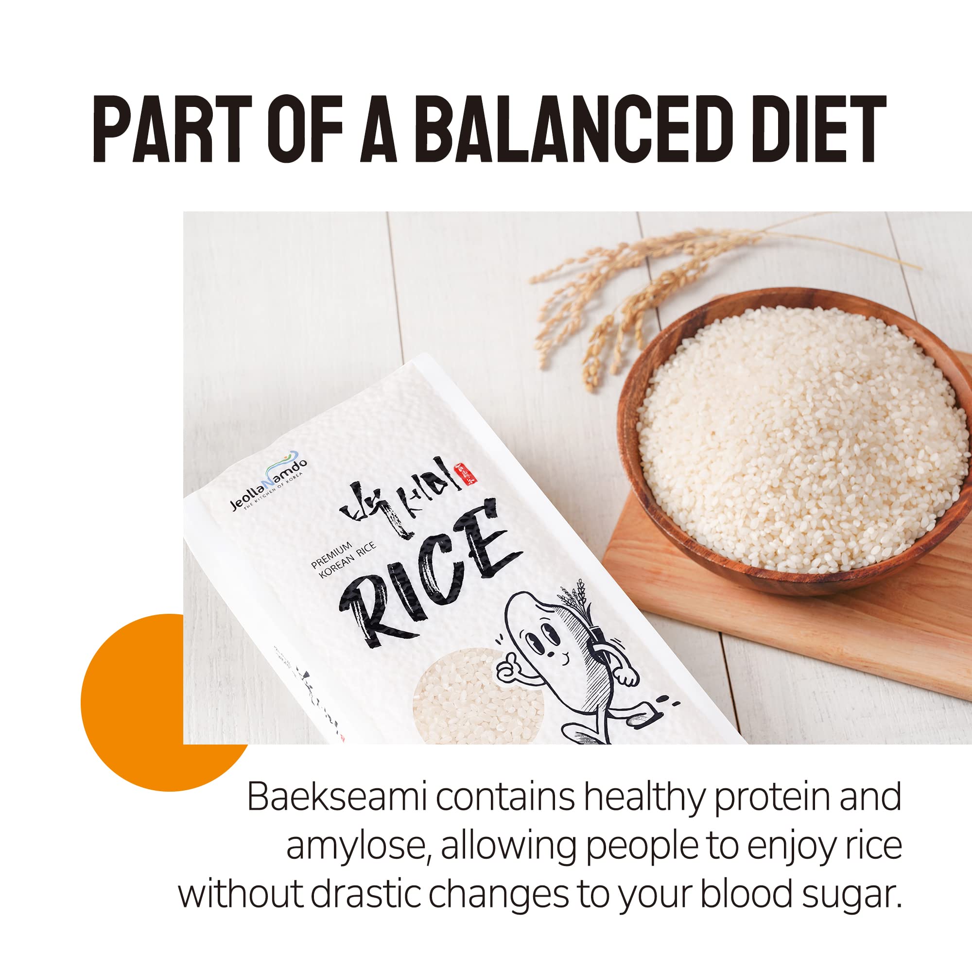 Premium Baekseami White Rice - Authentic Korean Staple, Fragrant & Firm Asian Rice, Vacuum Packed from Jeollanamdo, Korea (1kg) - Perfect for Bibimbap, Sushi & Korean Home Cooking
