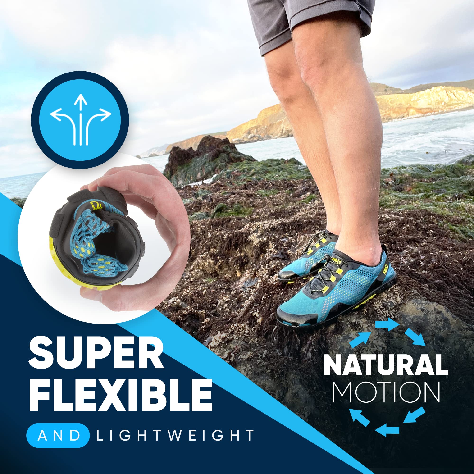 **Xero Shoes Barefoot Water Shoes for Men - Aqua X Sport Minimalist Water Shoes with Wide Toe Box & Zero Drop Heel | Perfect for Beach, Hiking, Running & Outdoor Activities**