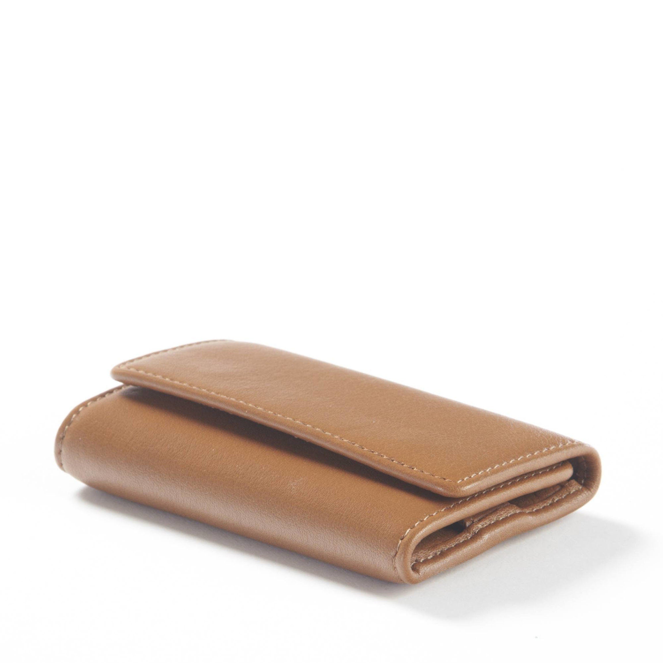 Premium Genuine Leather Key Case in Cognac - Stylish & Durable Key Holder for Home, Office, and Travel Organization