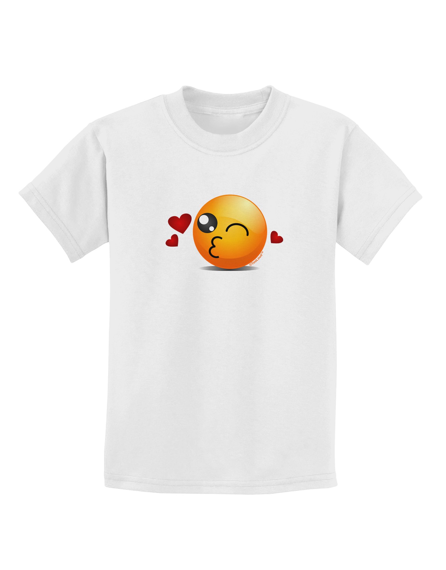 TOOLOUD Kissy Face Emoji Kids T-Shirt - Funny Graphic Tee for Boys & Girls - Soft Cotton Casual Shirt for School, Playdates & Family Outings
