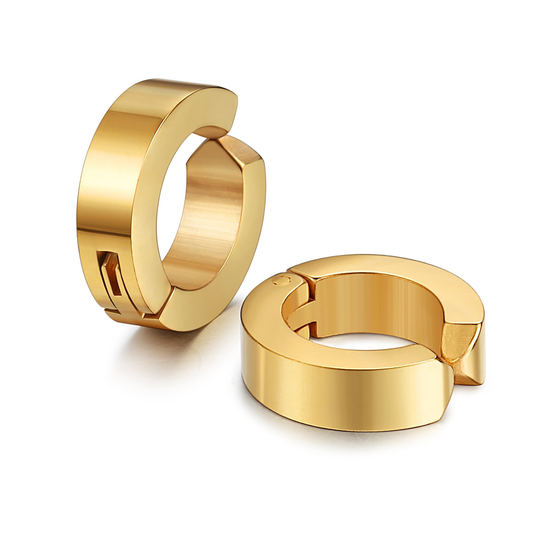 Jstyle Stainless Steel Clip On Earrings for Men & Women - Hypoallergenic Non-Piercing Hoop Huggie Ear Cuffs - Perfect for Parties, Weddings & Everyday Wear