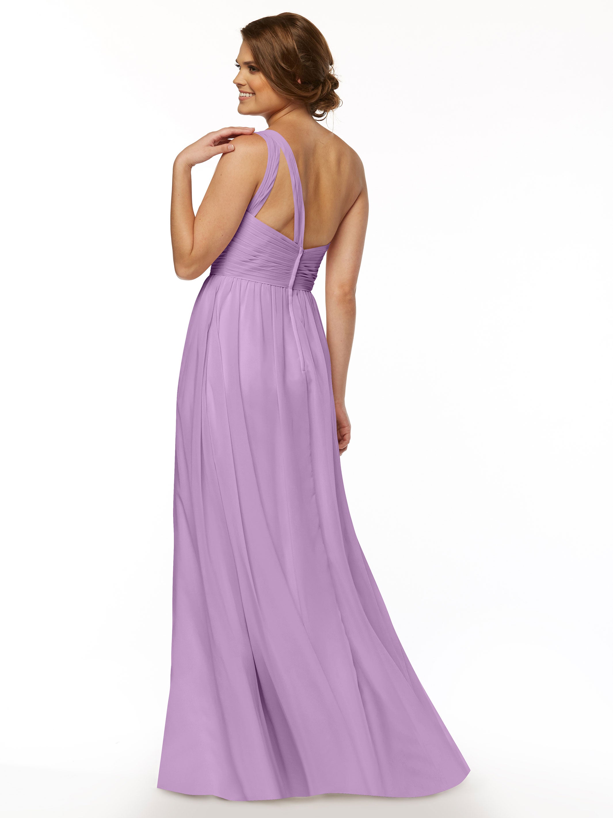 Elegant One Shoulder A-Line Chiffon Bridesmaid Dress with Ruching - Perfect for Weddings, Formal Events & Special Occasions