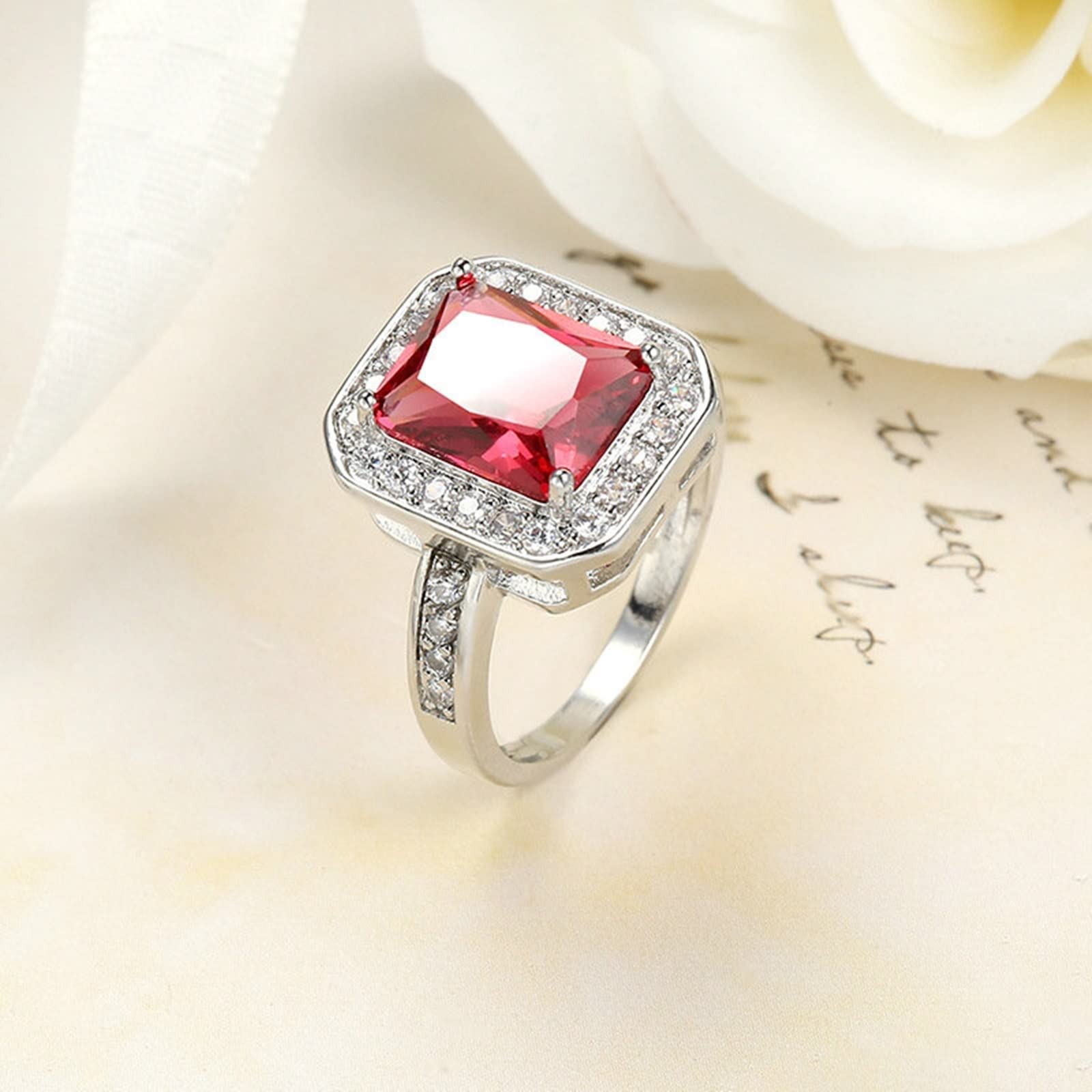 Elegant Rectangle Wedding Rings for Women - Sterling Silver or Gold Wedding Band for Brides, Engagement, Anniversary - Perfect for Bridal Jewelry, Proposals & Special Occasions