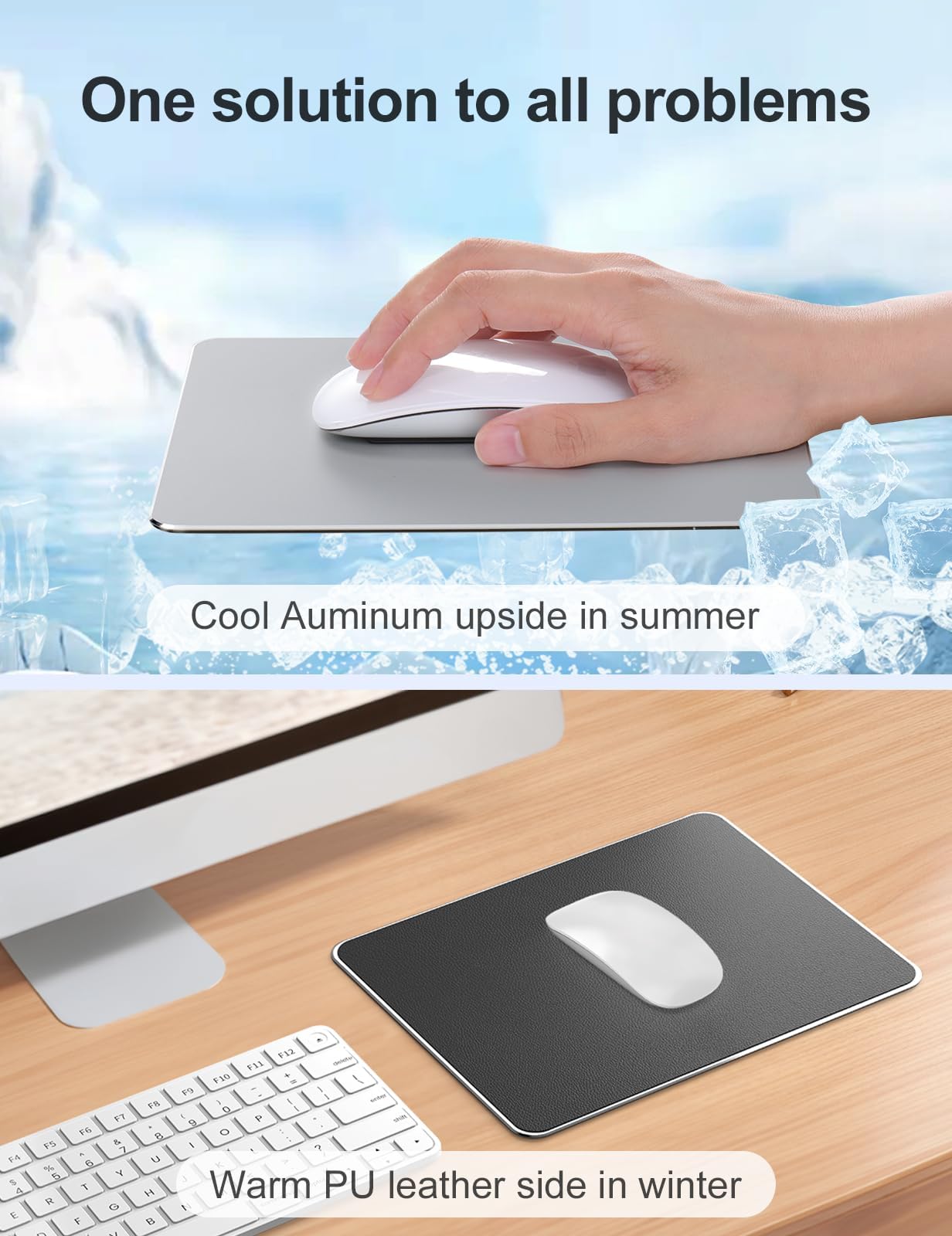 Vaydeer Ultra-Thin Aluminum Hard Metal Mouse Pad - Double-Sided Non-Slip Gaming & Office Desk Mat - Waterproof & Durable (11.81