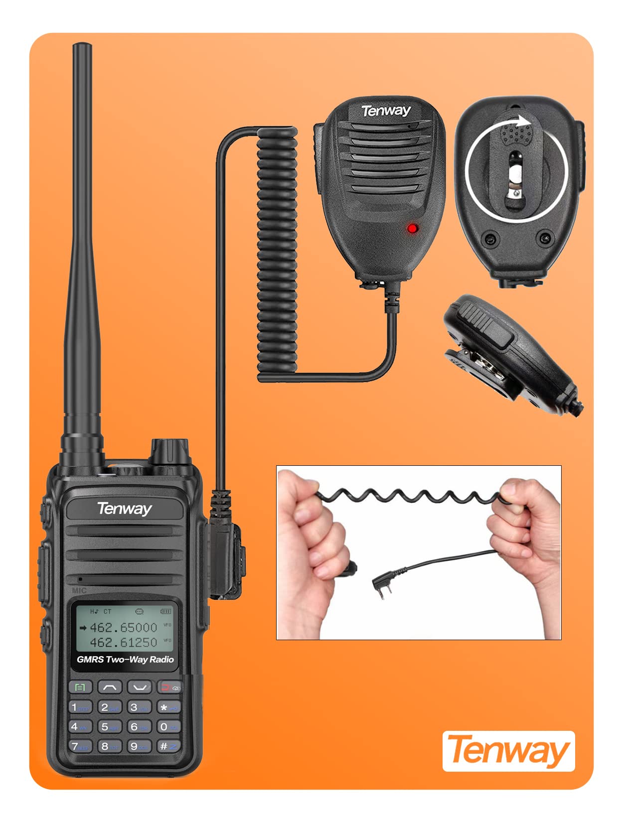 GM-55 GMRS Handheld Two-Way Radio with Long Range & Repeater Capability | USB Type-C Rechargeable | NOAA Weather Alerts | Ideal for Camping, Hiking, Skiing & Off-Road Adventures | Emergency Communication & Outdoor Activities