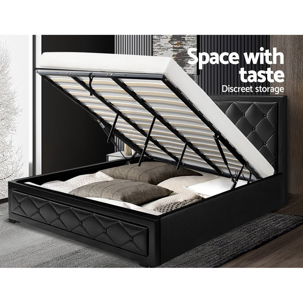 King Size Bronte Bed Black & Bonita Euro Top Medium Firm Mattress - Premium Support for Back Pain Relief, Perfect for Master Bedrooms & Guest Rooms