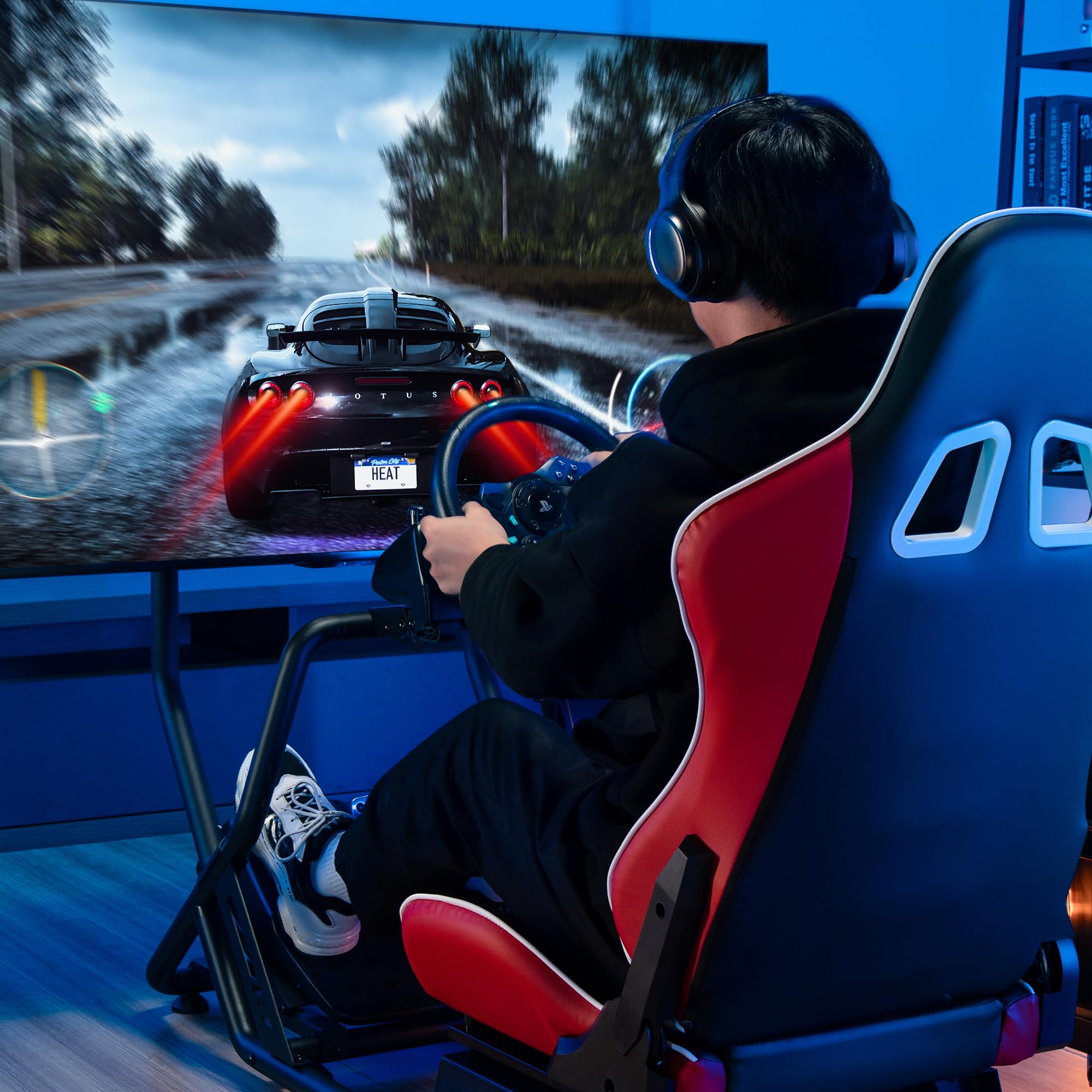 ARES WING Racing Simulator Cockpit with Adjustable Monitor Mount & Seat - Formula & GT Style Sim Racing Rig Compatible with Fanatec, Thrustmaster, Logitech, Moza - Works with PS5, PS4, Xbox & PC - Perfect for Home Racing, Esports Training & Immersive Gaming Experience