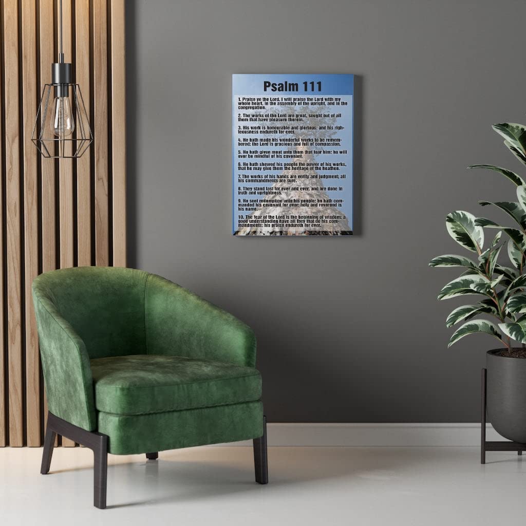 Bible Verse Art Print - Psalm 111 'His Goodness Endures Forever' - Blue Scripture Wall Decor for Christian Home, Office & Gift Giving