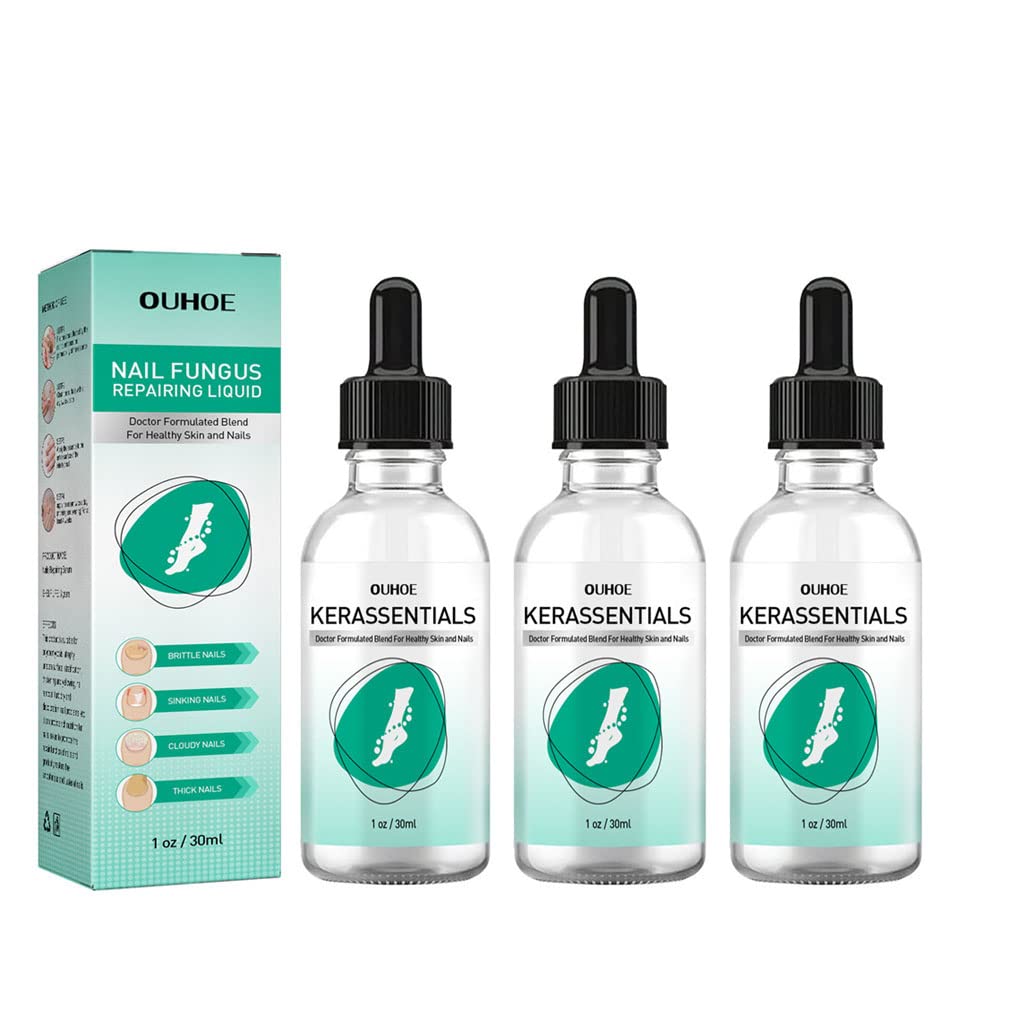 Kerassentials Toenail Fungus Treatment Oil - 3 Pack | Fast-Acting Nail Repair for Fungal Infections, Discolored & Damaged Nails | Ideal for Athletes, Swimmers & Pedicure Lovers