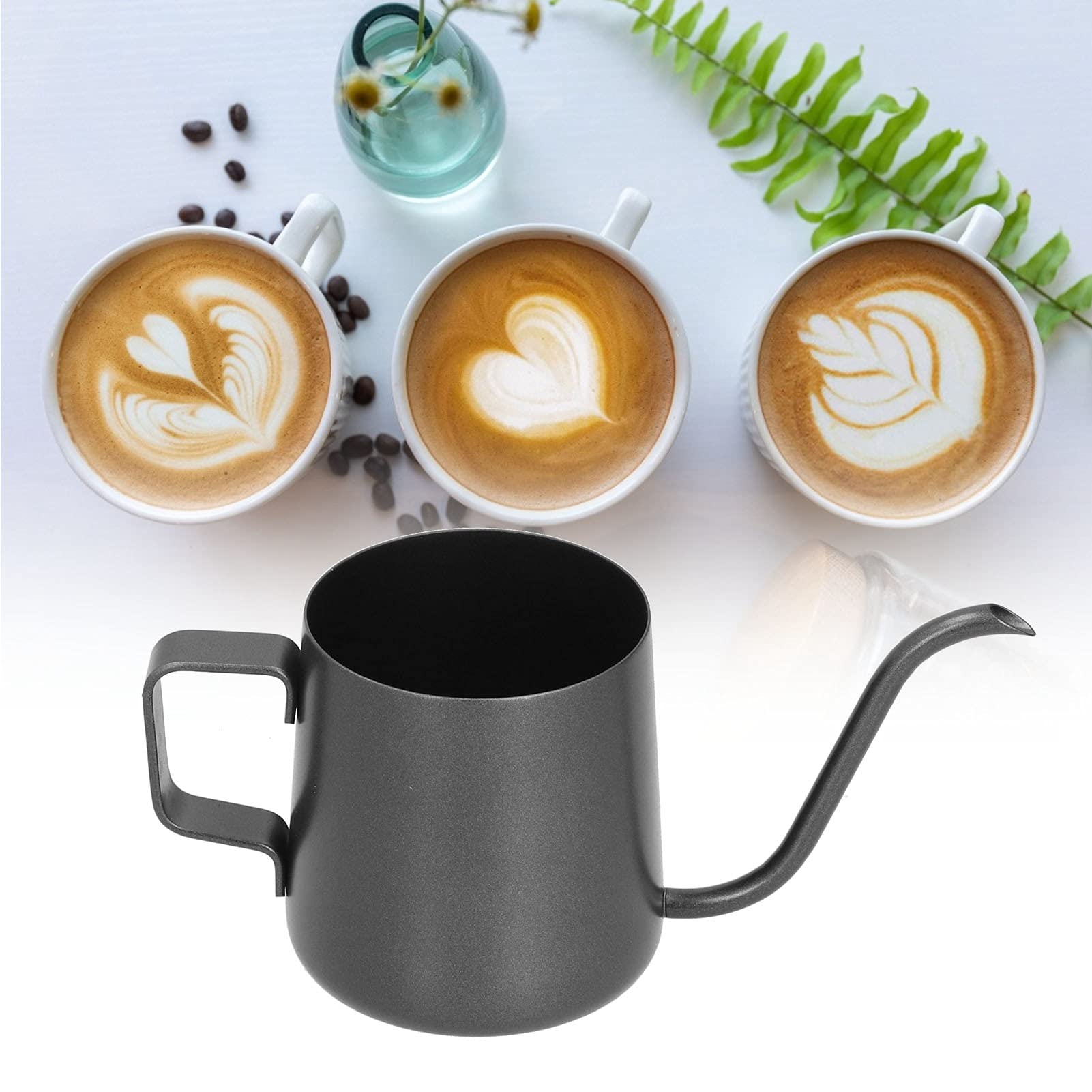 Premium 250ml Stainless Steel Gooseneck Kettle - Precision Pour Over Coffee & Tea Kettle with Hanging Ear, Black - Perfect for Home Brewing, Specialty Coffee Shops & Tea Enthusiasts