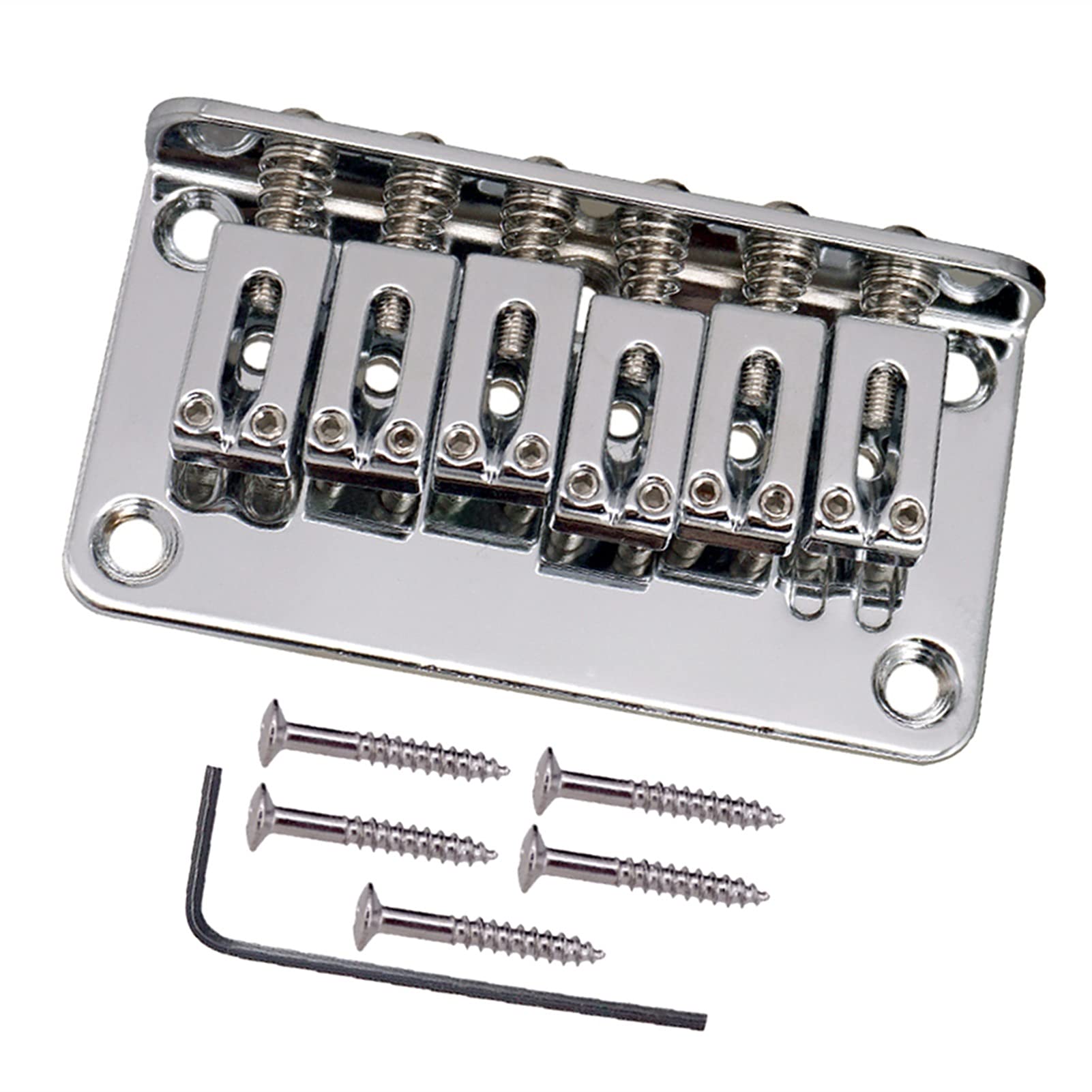 Zinc Alloy Electric Guitar Bridge - 6 String Fixed Bridge Tailpiece with Screw Spanner Set for Electric Guitar Parts (Silver) | Perfect for Guitar Repair, Replacement & DIY Projects
