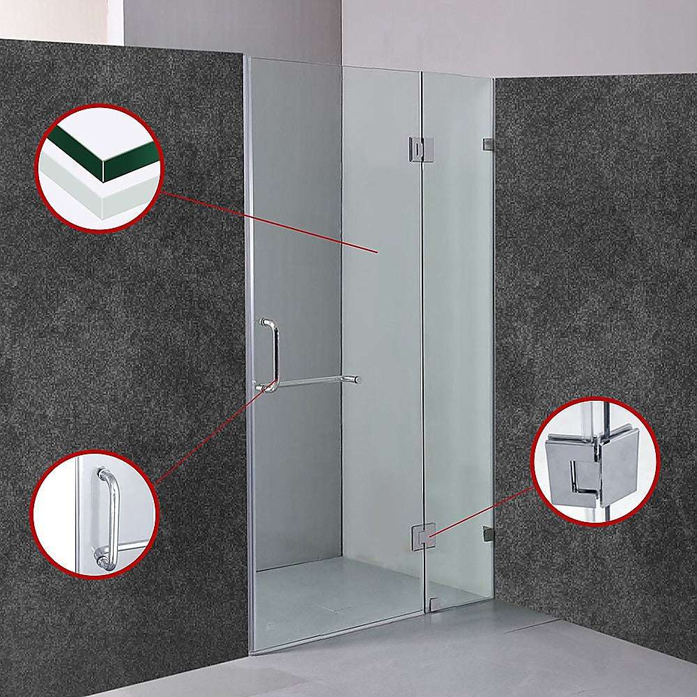 Premium 120 x 200cm Frameless Shower Screen - 10mm Tempered Glass - Wall to Wall Installation - Modern Bathroom Upgrade by Della Francesca - Perfect for Spa-Like Showers & Luxurious Bathroom Designs
