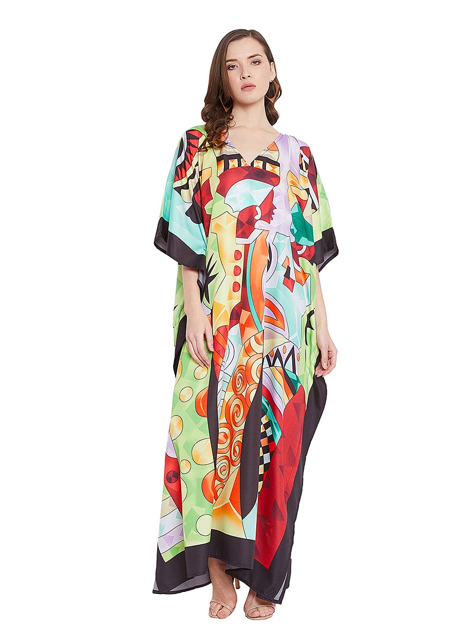 Oussum Plus Size Long Caftan Dress for Women - Beach Cover Up, Maxi Gown, Loungewear & Summer House Dress - Perfect for Vacations, Pool Parties and Relaxing at Home