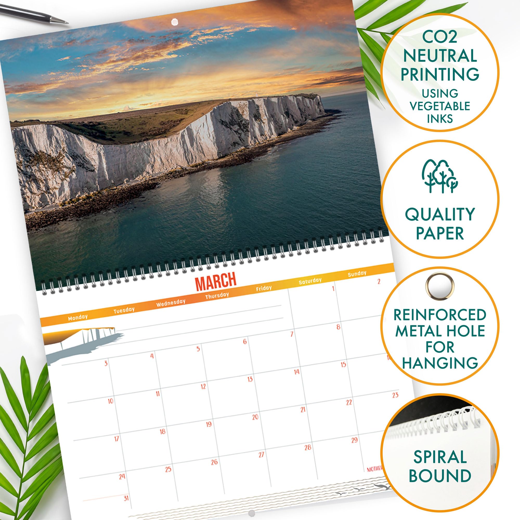 2025 British Coast Wall Calendar - Stunning Scenery of the British Isles | Spiral Bound Monthly View | Home & Office Decor | Perfect Gift for Travel Lovers
