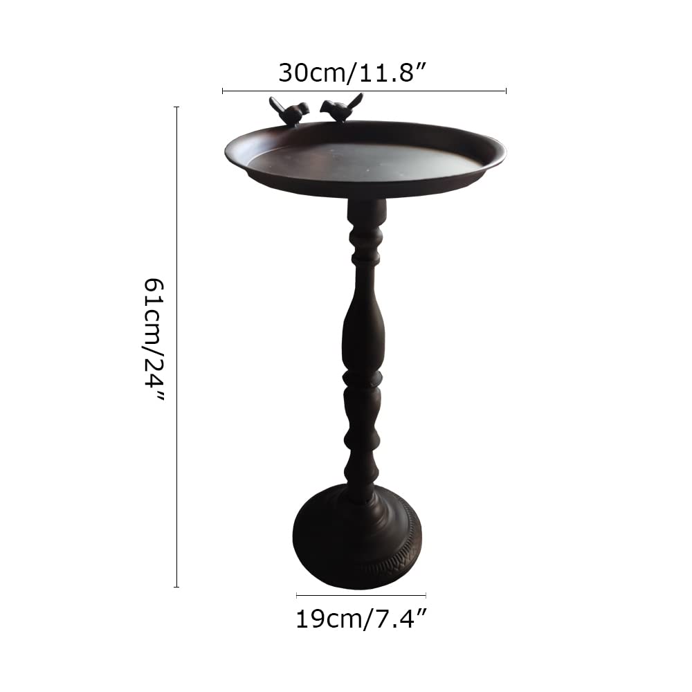 Small Round Accent Table - Farmhouse & Shabby Chic End Table for Living Room, Office, Bedroom - Bird Decor Side Table - Compact Black Coffee Table (Perfect for Small Spaces & Home Decor)