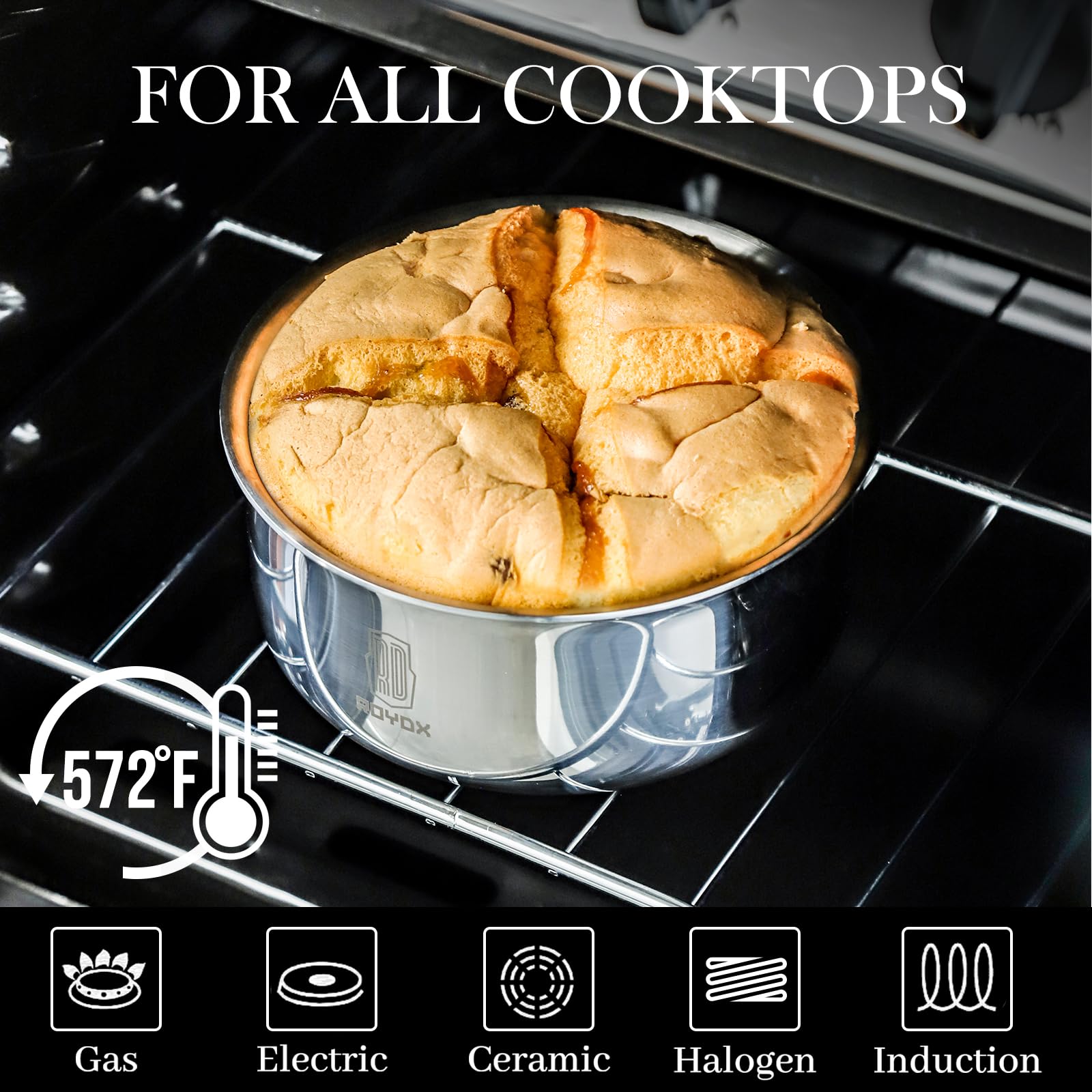 ROYDX 3-Ply Stainless Steel Cookware Set - 18/10 Detachable Handle Pots & Pans, PFOA Free Nonstick Frying Pan & Saucepan with Lids - Compatible with All Stoves, Dishwasher & Oven Safe - Perfect for Home Cooking, Camping & Outdoor Adventures
