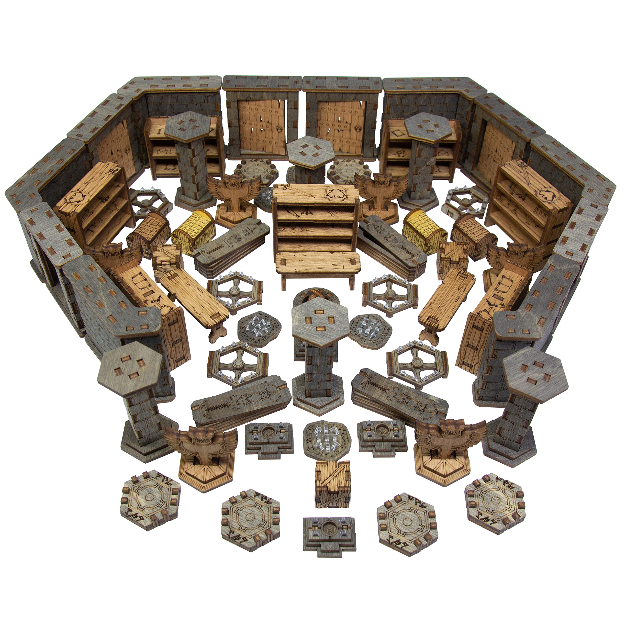 SMONEX 67-Piece Terrain Pack - Laser Engraved Game Tokens Compatible with Gloomhaven, Jaws of The Lion & Frosthaven Board Games - Perfect DND Accessories for RPG Campaigns and Tabletop Gaming