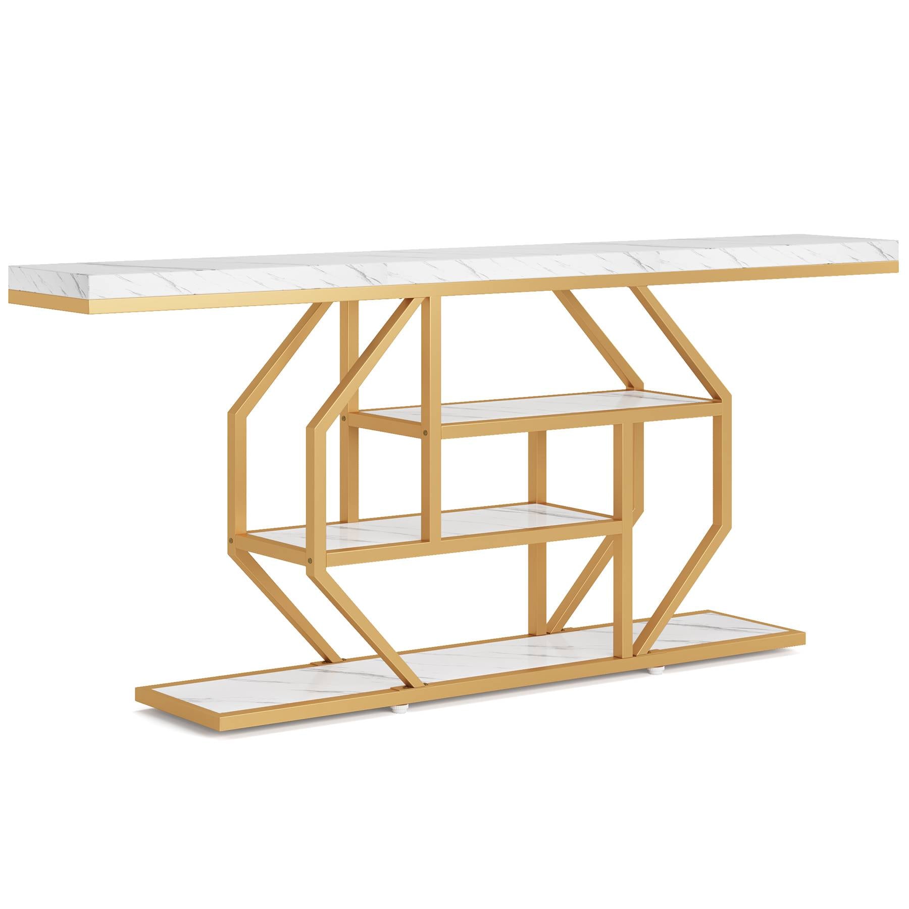4 Tier Console Table, 70.9 Inch Entryway Sofa Table with Storage Shelves - Perfect for Living Room, Hallway & Small Space Organization