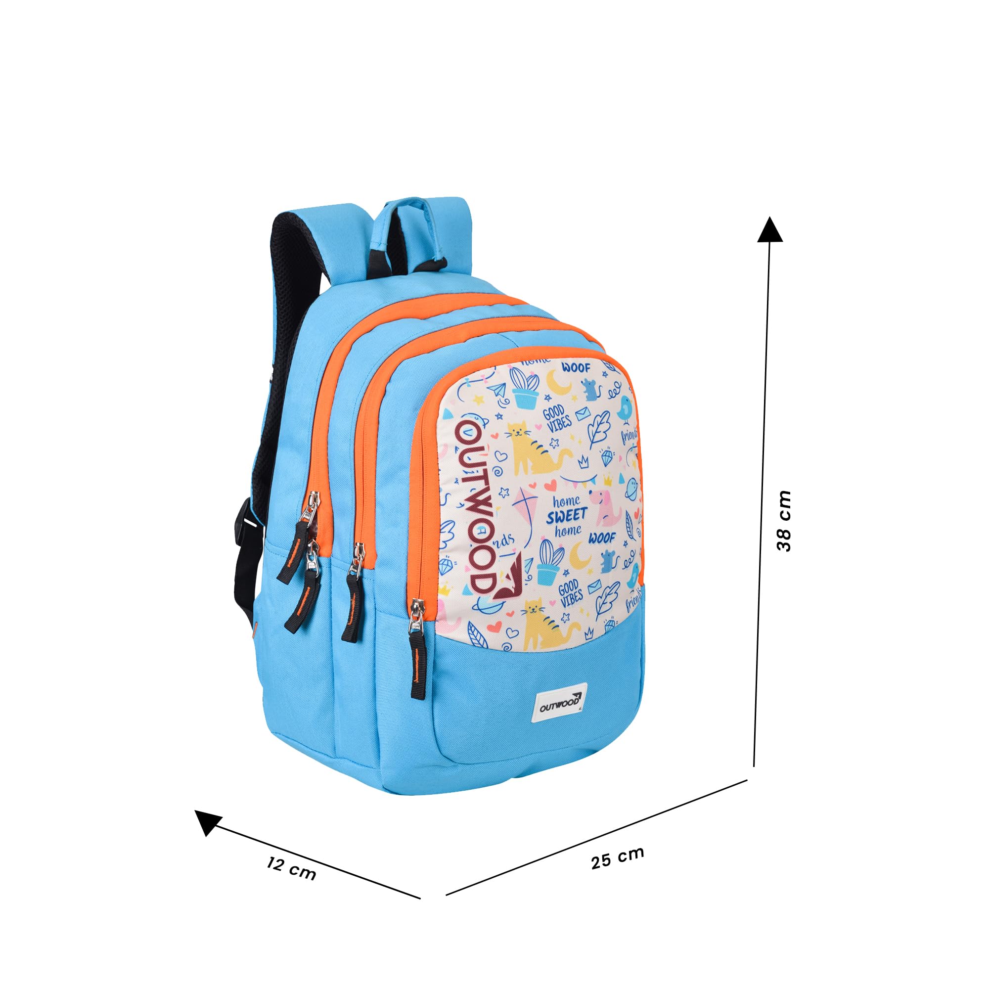 OUTWOOD Lightweight Ergonomic Backpack for Men & Women - Water Resistant School Bag with S-Shaped Shoulder Strap for College, Travel, Hiking, Picnic & Daily Commute | Spacious Casual Backpack (Sky Blue, Small) - Perfect for Students, Office Workers & Outdoor Enthusiasts