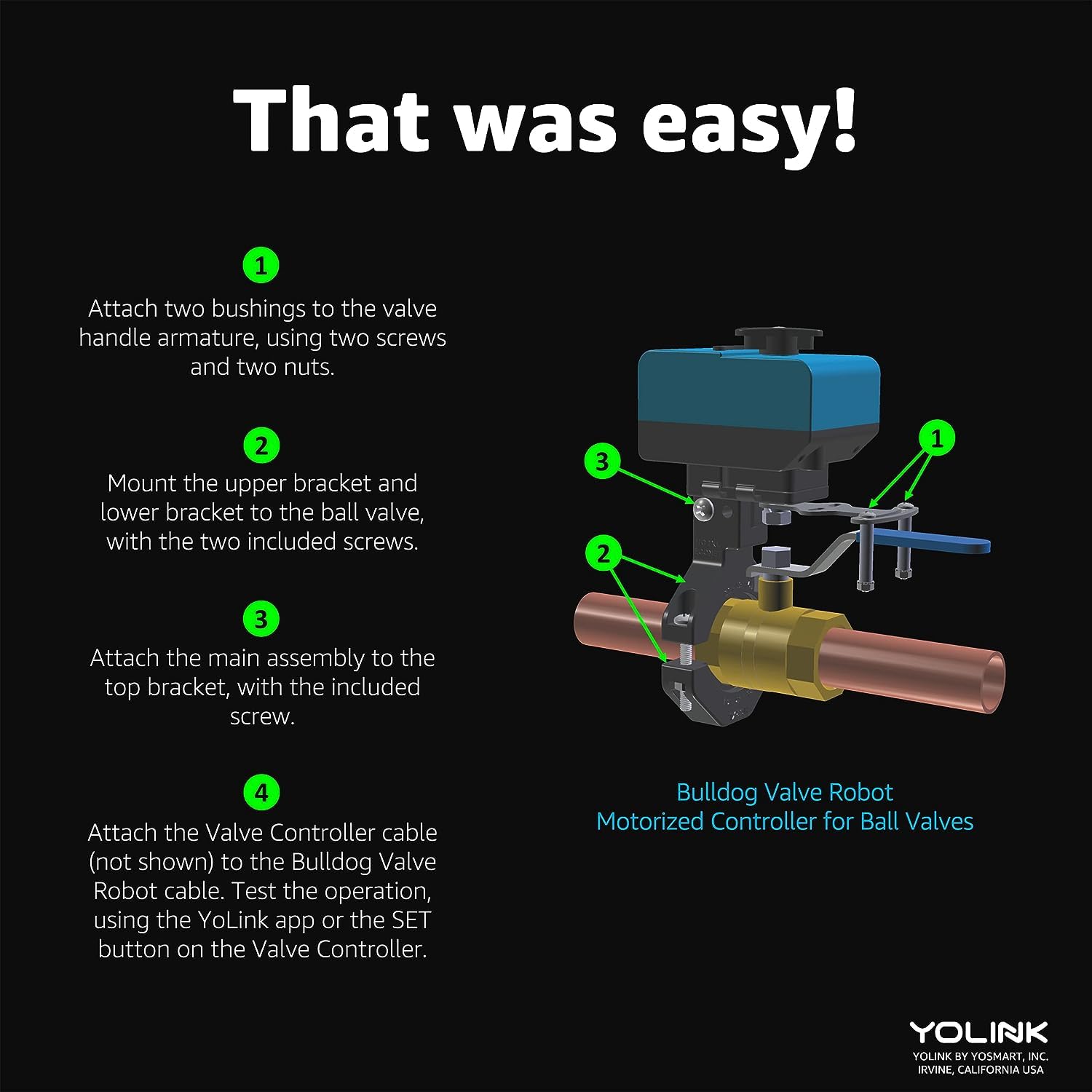 YoLink Smart Water Valve Controller 2 with Bulldog Valve - DIY Installation, Alexa/Google Assistant/IFTTT Compatible - Remote Water Shutoff for Home Protection - Perfect for Leak Prevention & Vacation Security