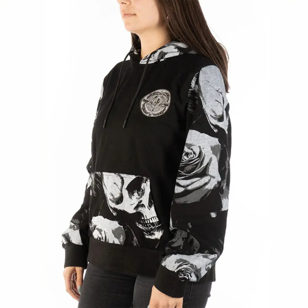 Skull and Roses Pullover Hoodie for Men & Women - Gothic Streetwear Sweatshirt - Perfect for Casual Wear, Halloween, and Rock Music Events