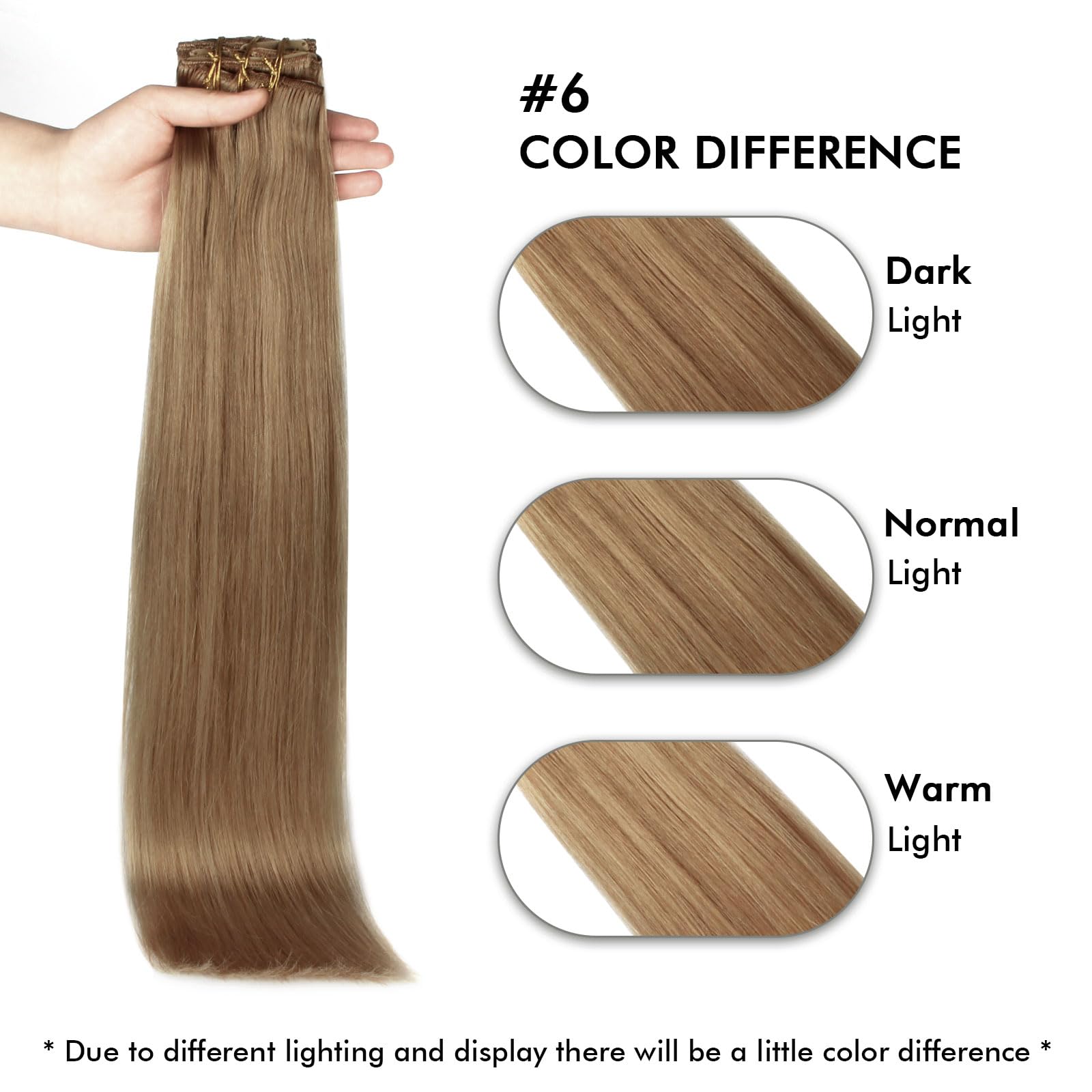 20 Inch 160g Clip-in Human Hair Extensions - 10 Pieces Remy Straight Virgin Hair in Chestnut Brown (21 Clips) | Perfect for Volume Boost, Length Extension & Styling for Parties, Weddings & Daily Wear