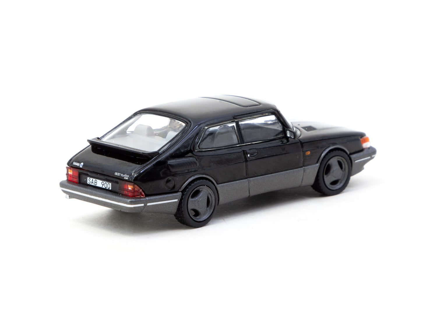 Tarmac Works 1/64 Scale Saab 900 Turbo Diecast Model Car - Black - Collectible Miniature Vehicle for Display & Racing Scenes