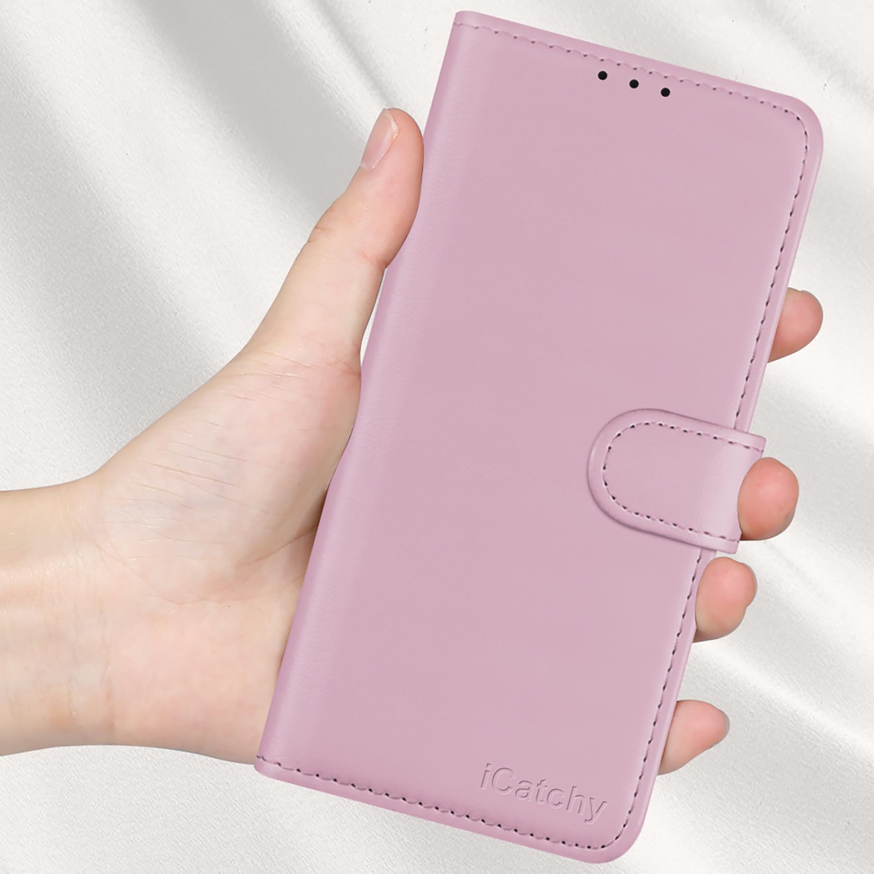 Premium Leather Magnetic Flip Cover Case for iPhone 15 Pro with 2x Screen Protectors, Card Holder & Kickstand - Full Protection Rose Gold Phone Cover | Perfect for Work, Travel & Everyday Use