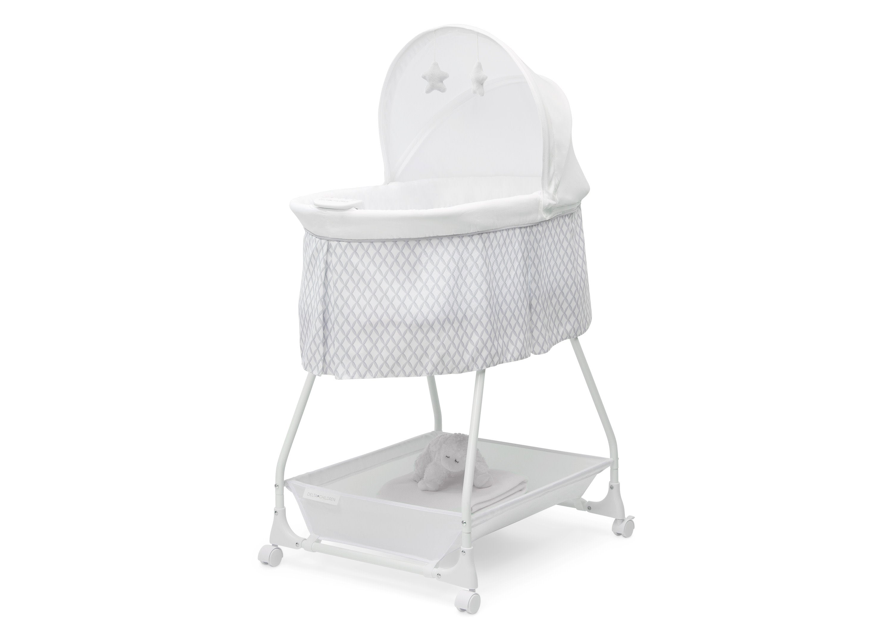 Premium Deluxe Soothing Dreams Bassinet - Ultra Soft Baby Crib with Gentle Rocking Motion & Night Light - Perfect for Nursery, Bedroom Co-Sleeping & Newborn Naptime