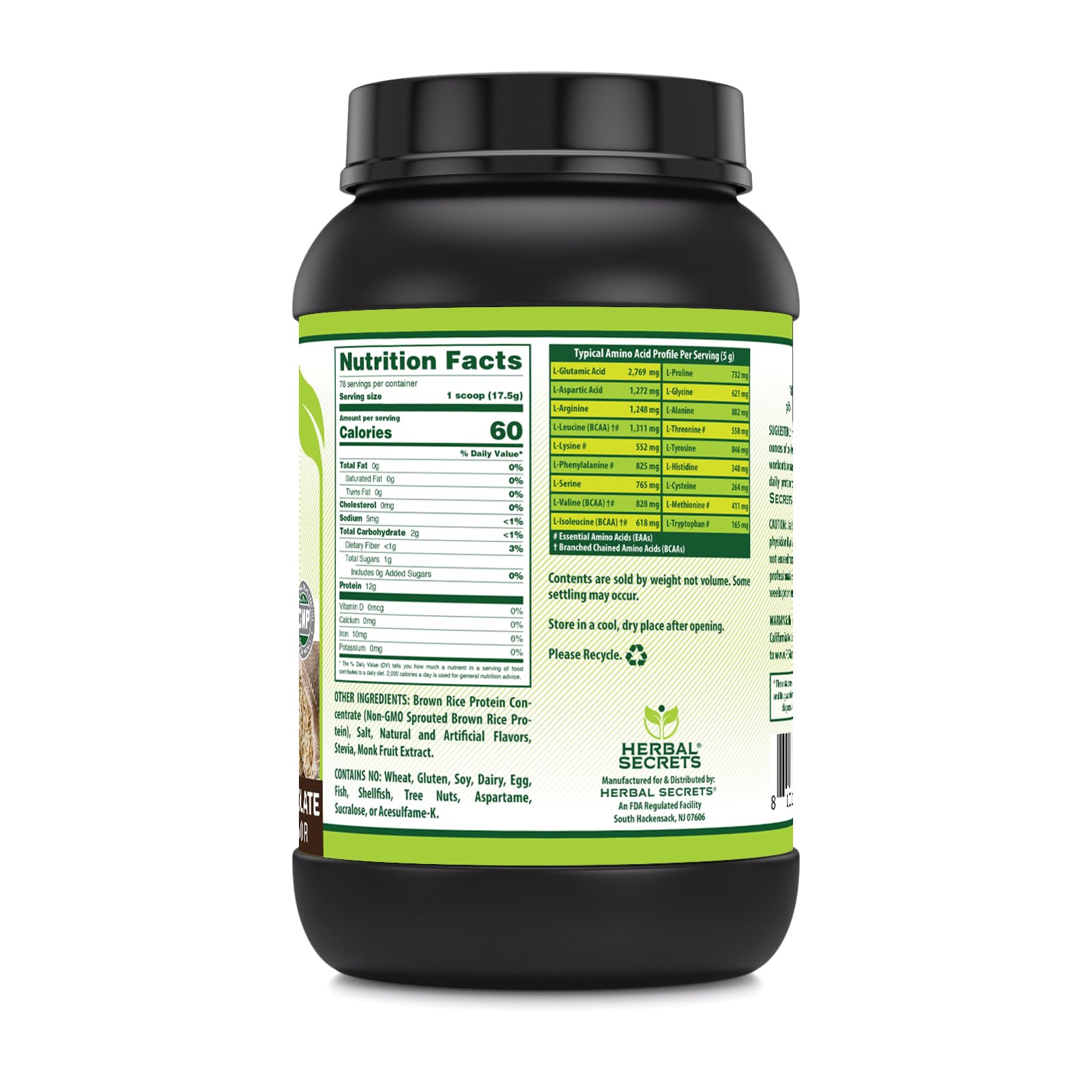 Organic Brown Rice Protein Powder - 3 Lb Vegan Plant-Based Supplement | 12g Protein per Serving | Gluten-Free & Non-GMO | Made in USA (Chocolate Flavor) for Smoothies, Baking & Post-Workout Recovery